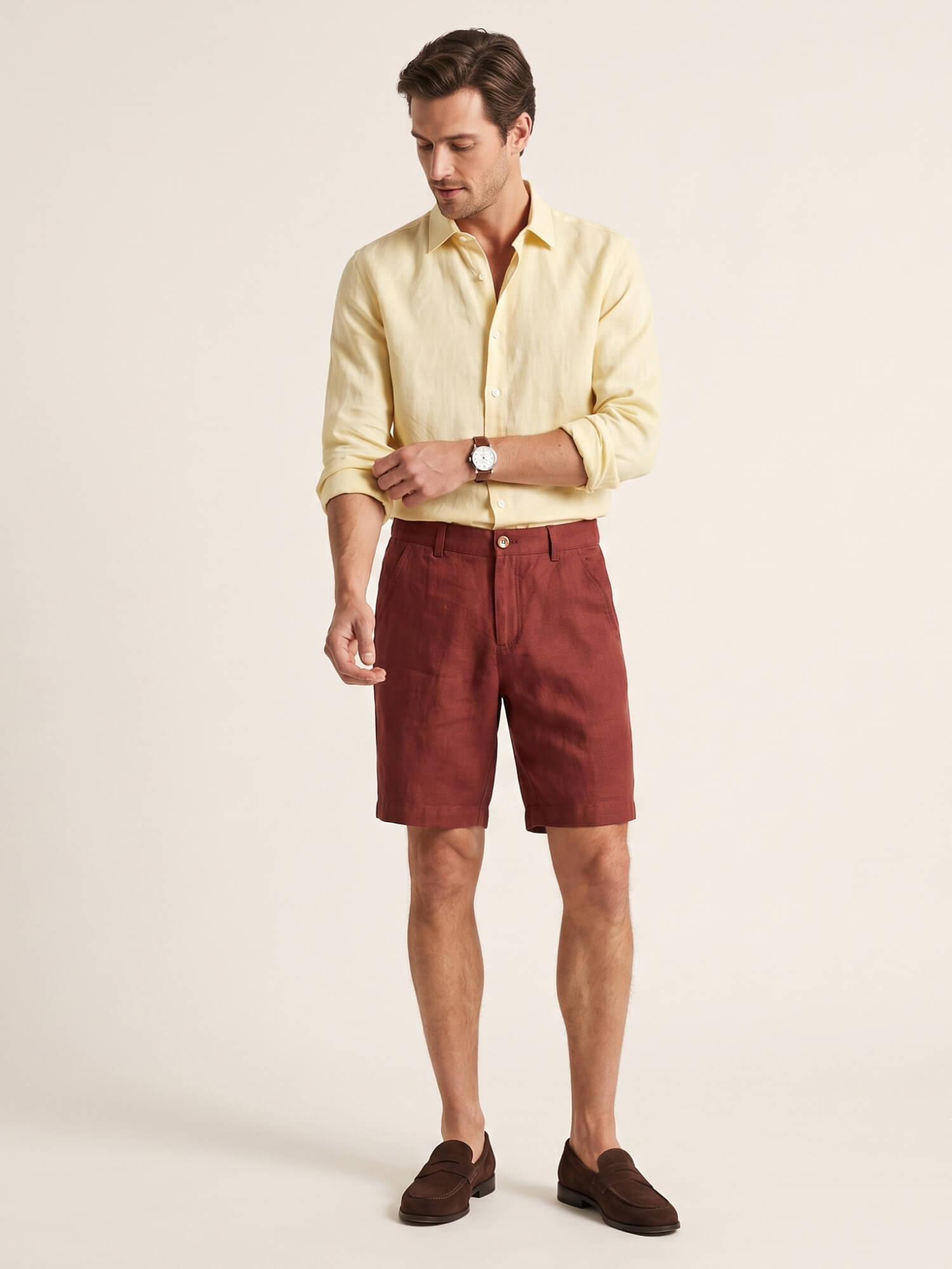 Brick Red 100% Pure Linen Everyday Shorts