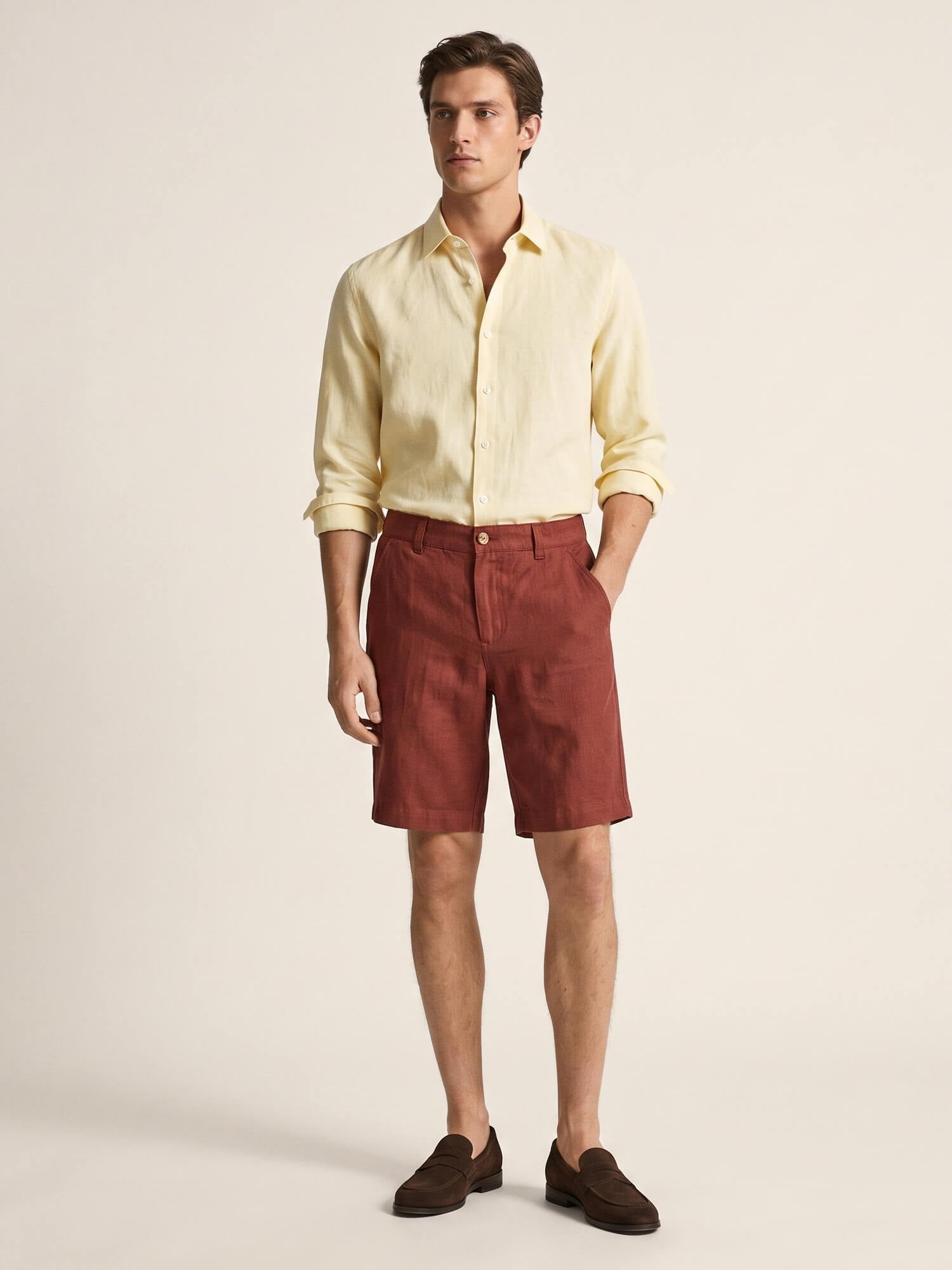 Brick Red 100% Pure Linen Everyday Shorts