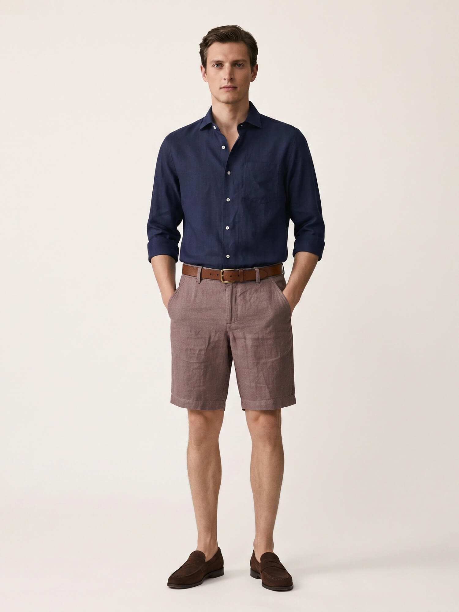 Dusty Taupe 100% Pure Linen Everyday Shorts