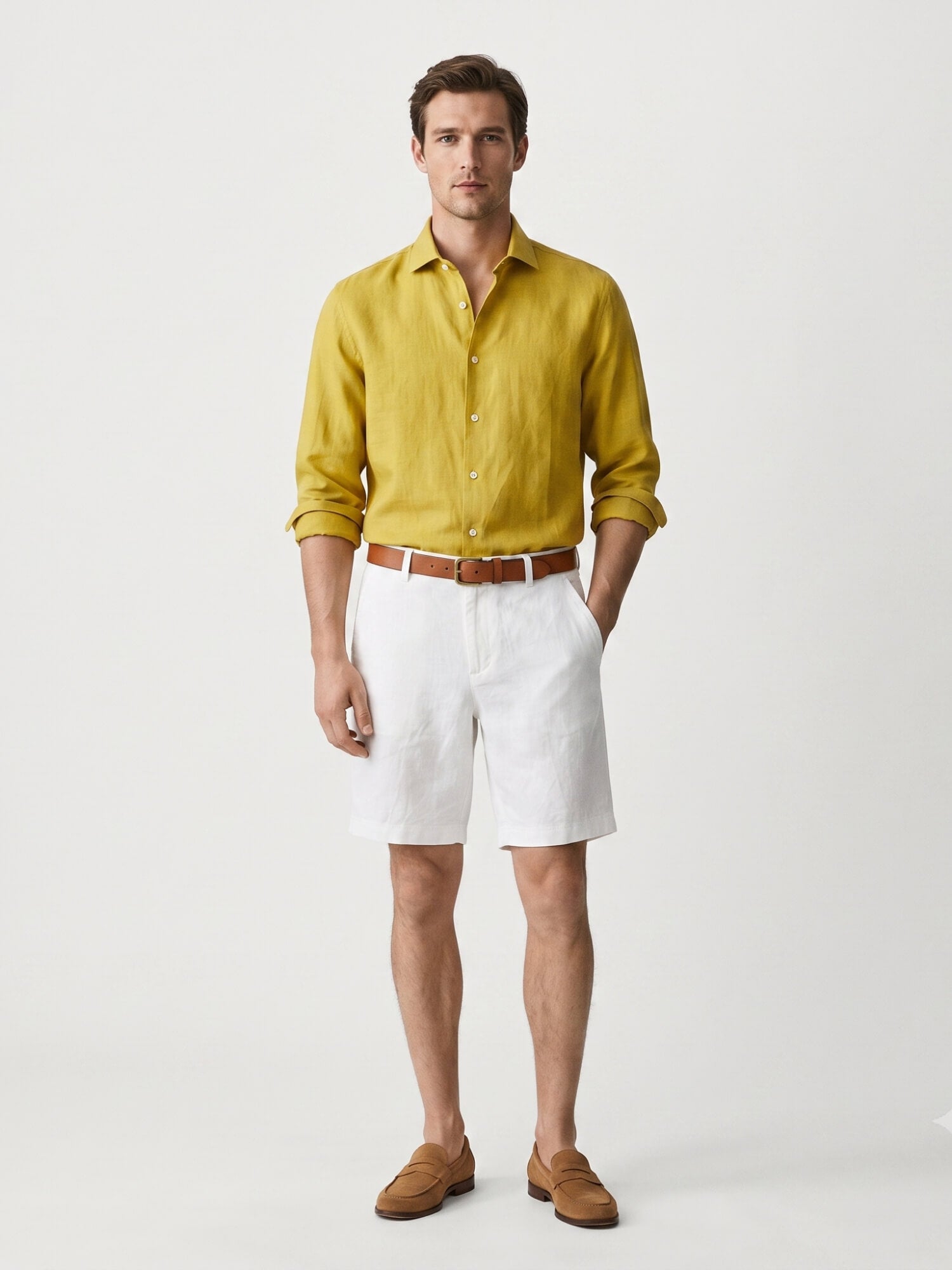 White 100% Pure Linen Everyday Shorts