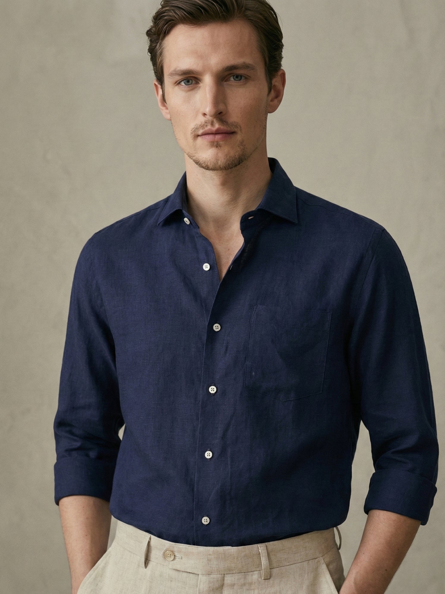 Midnight Navy 100% Pure Linen Classic