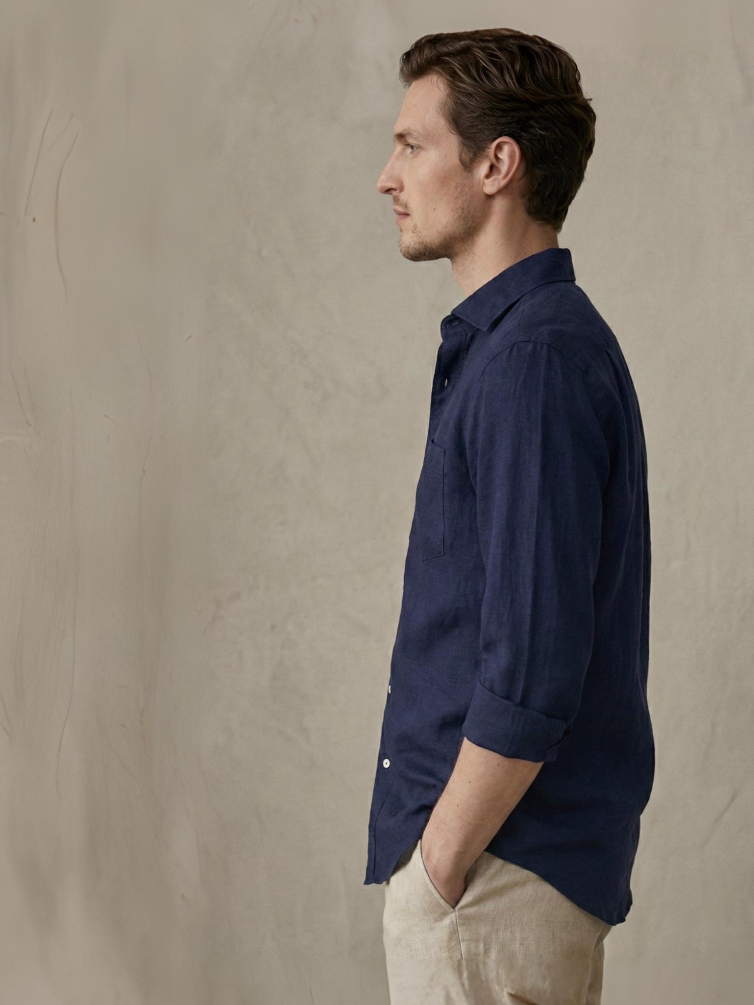 Midnight Navy 100% Pure Linen Classic