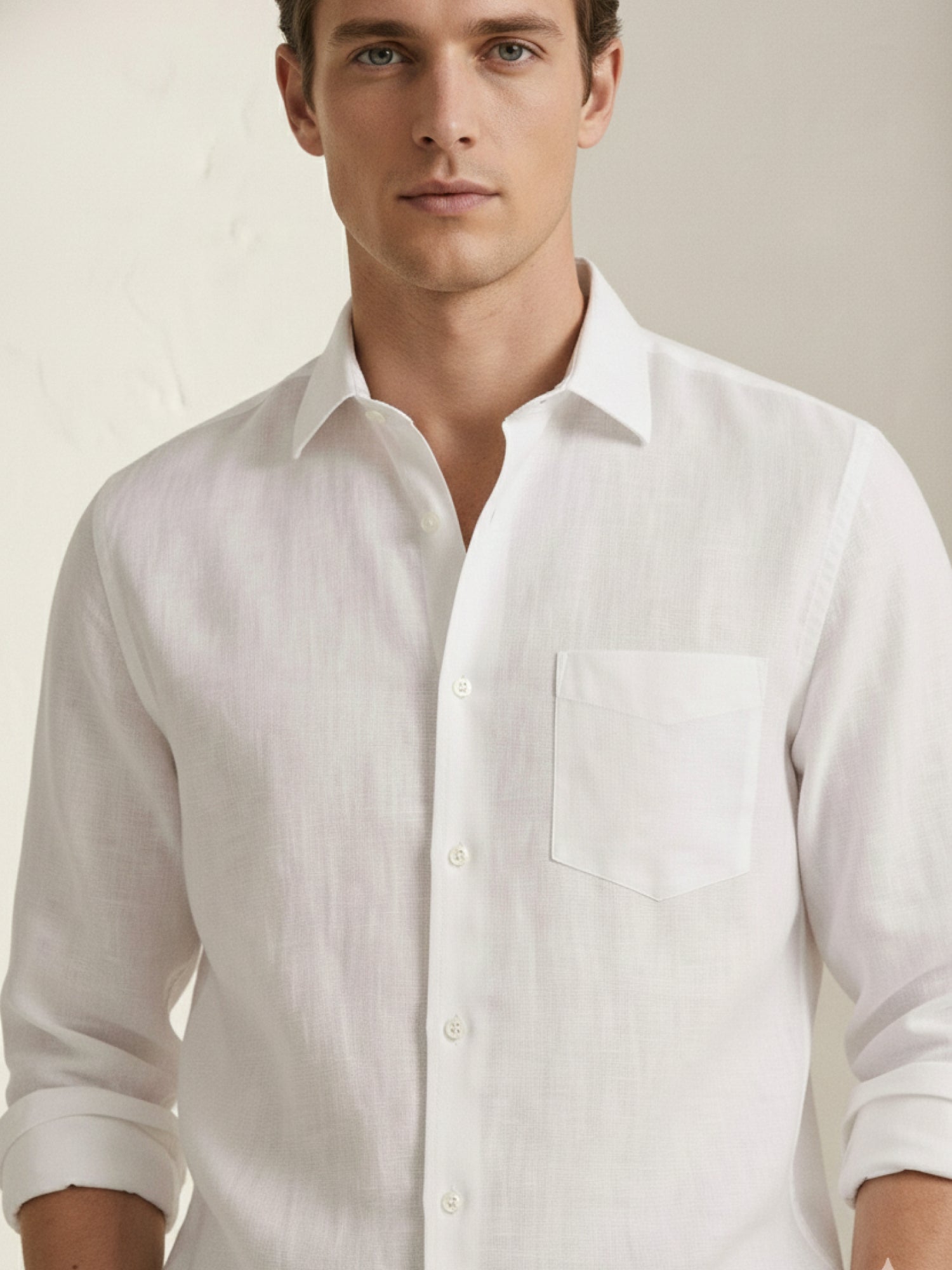 White 100% Pure Linen Classic