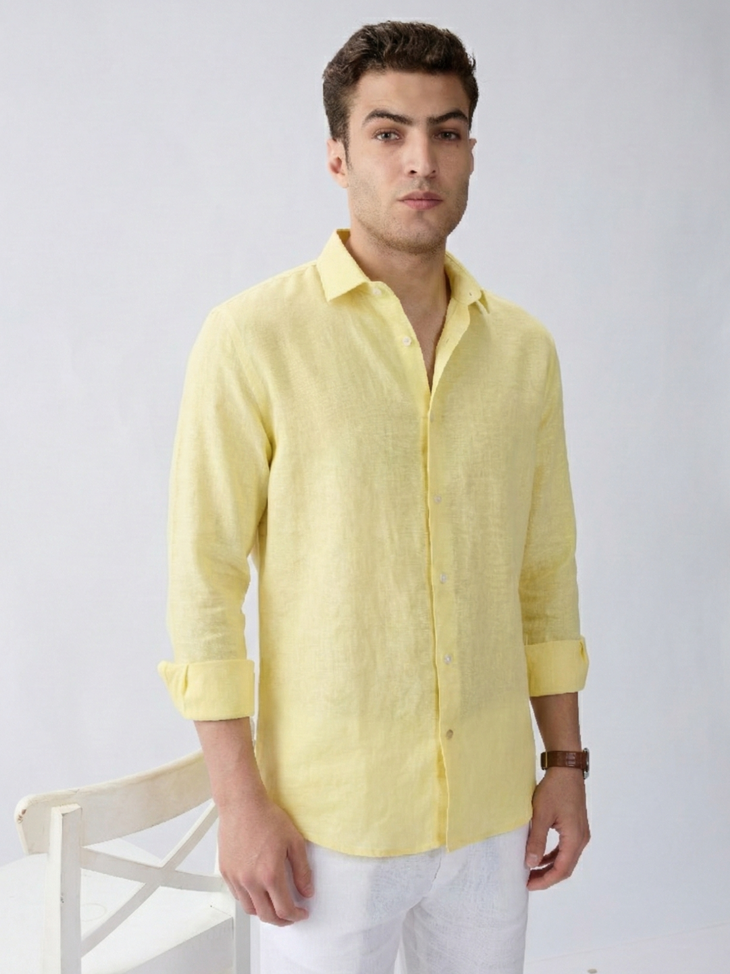 Lemon Yellow 100% Pure Linen Classic