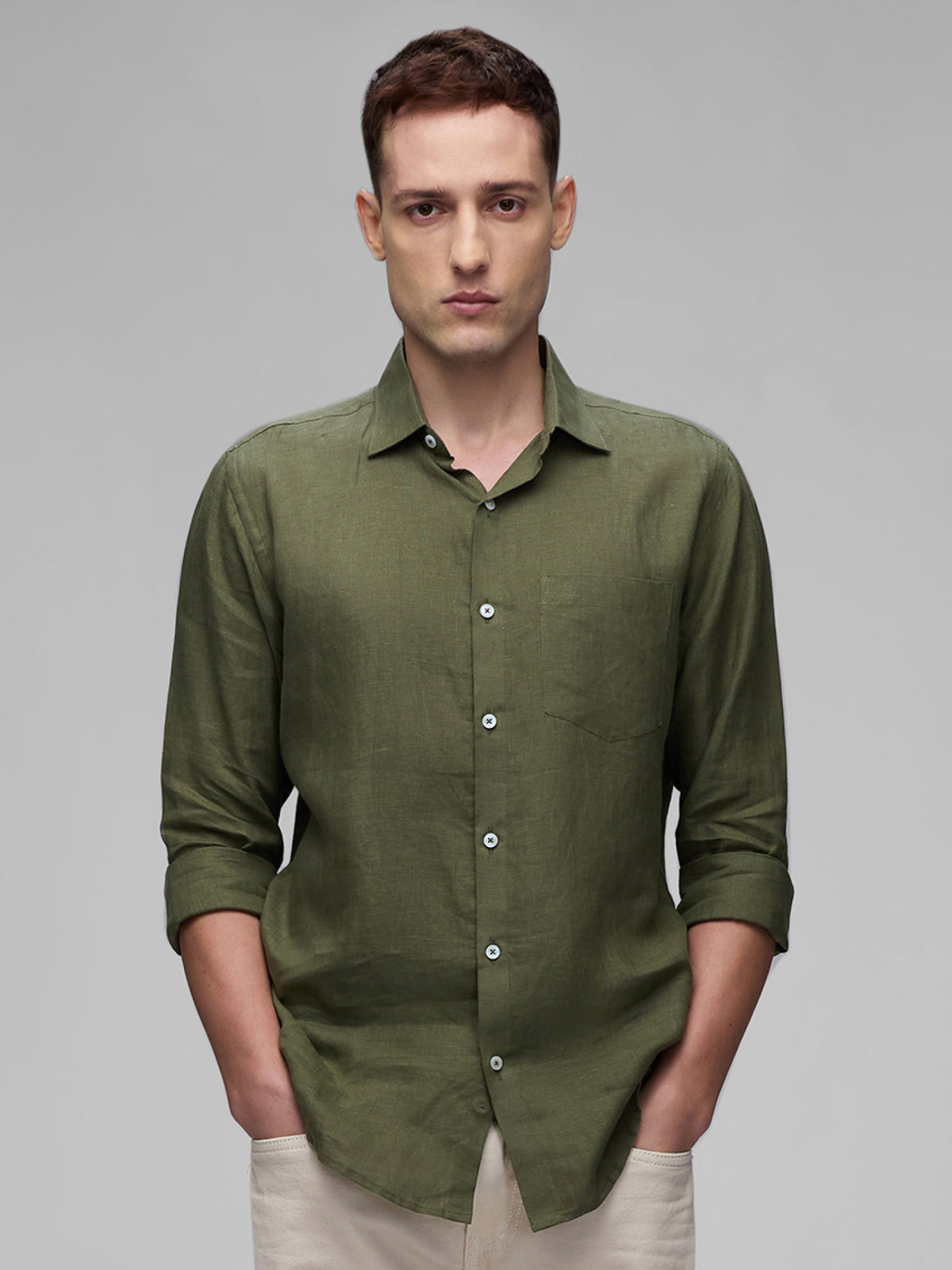 Forest Green 100% Pure Linen Classic