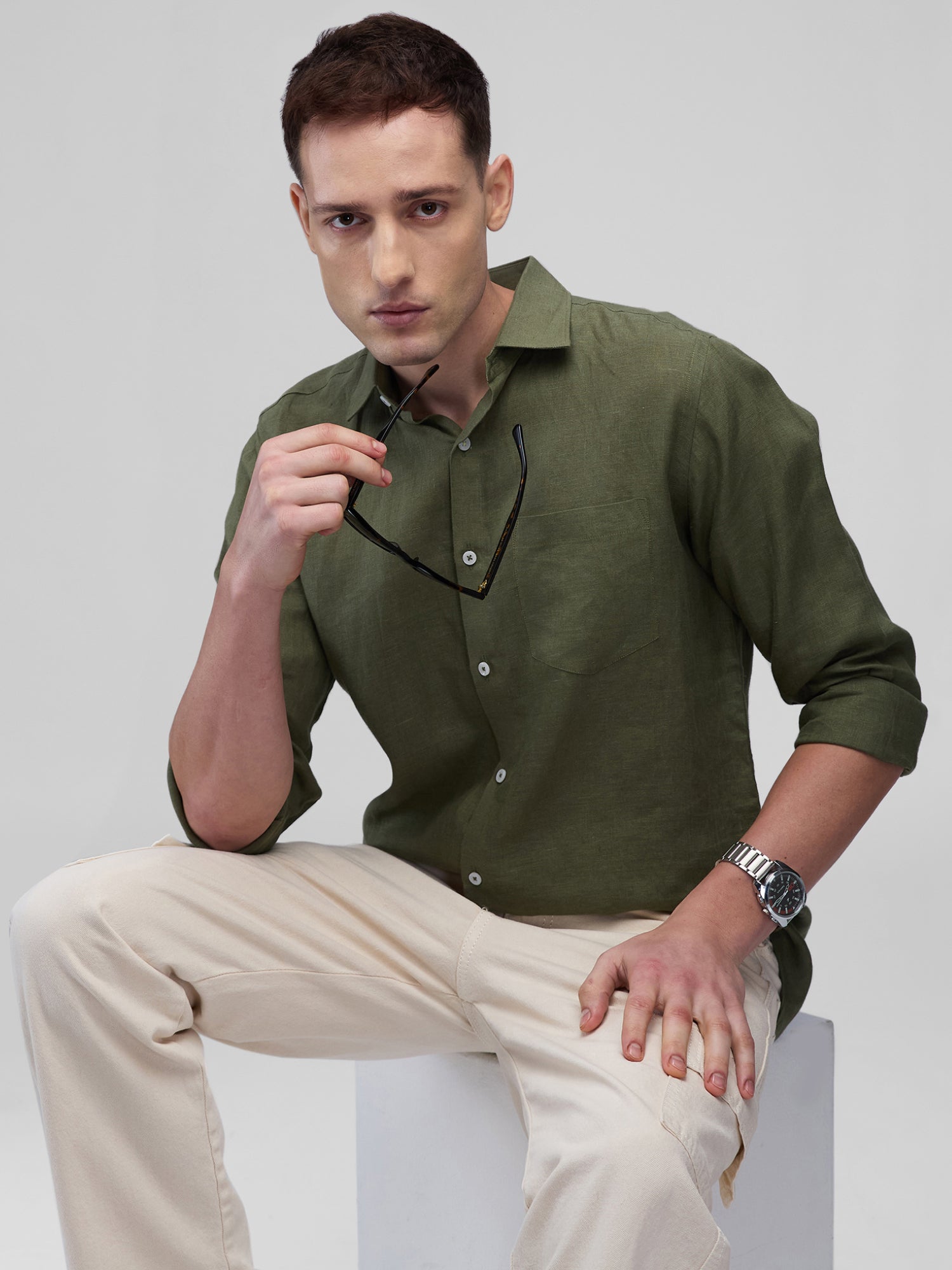 Forest Green 100% Pure Linen Classic