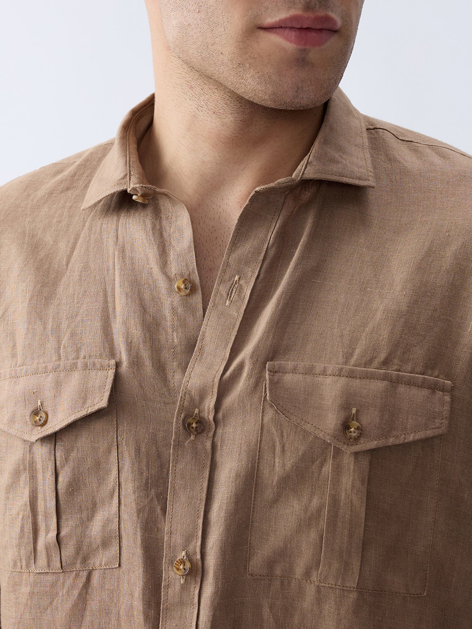 Earth Brown 100% Pure Linen Safari