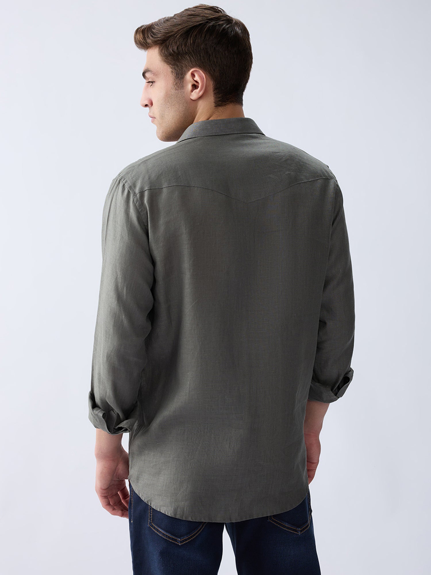 Charcoal Gray 100% Pure Linen Safari