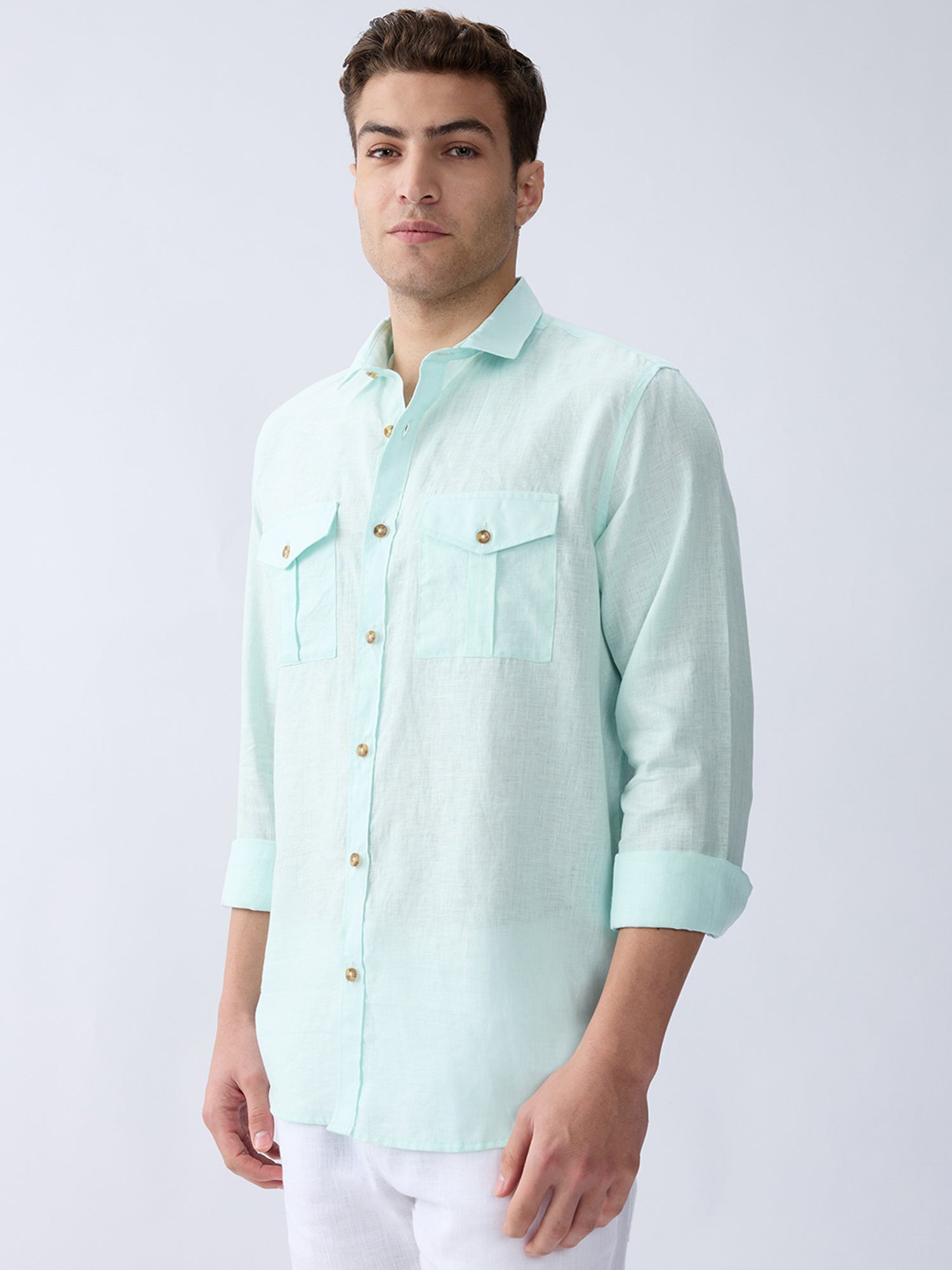 Aqua Mint 100% Pure Linen Safari