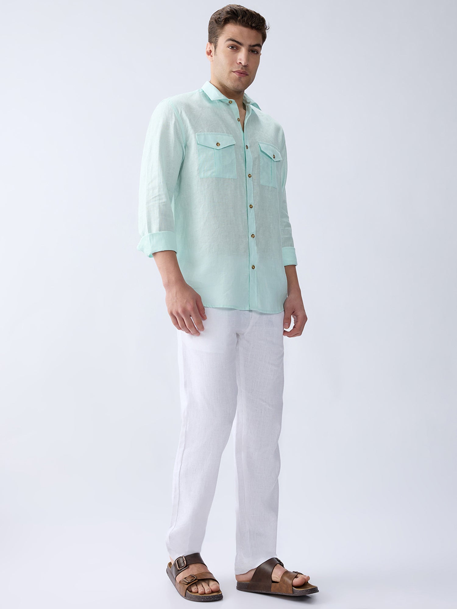 Aqua Mint 100% Pure Linen Safari