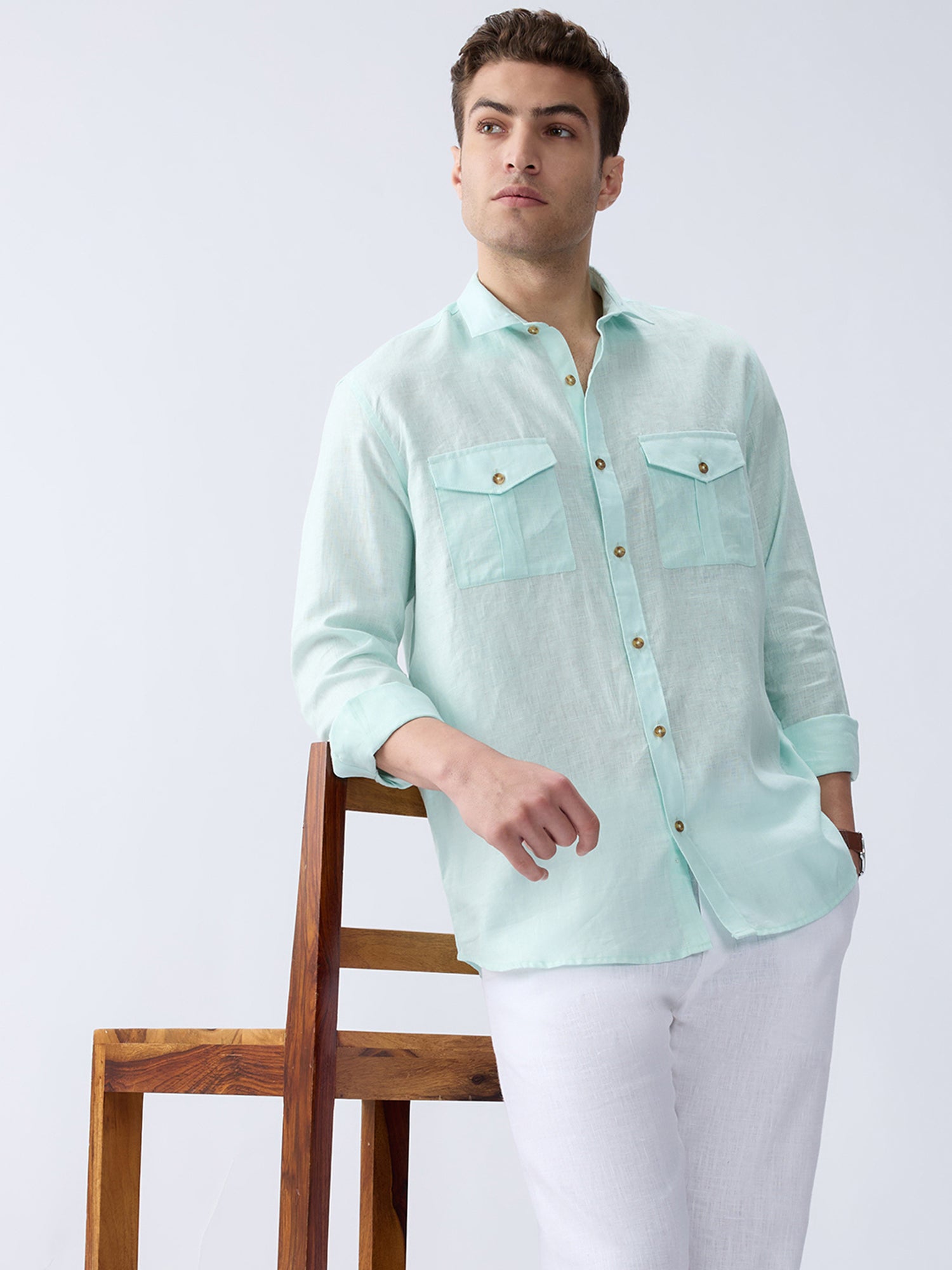 Aqua Mint 100% Pure Linen Safari
