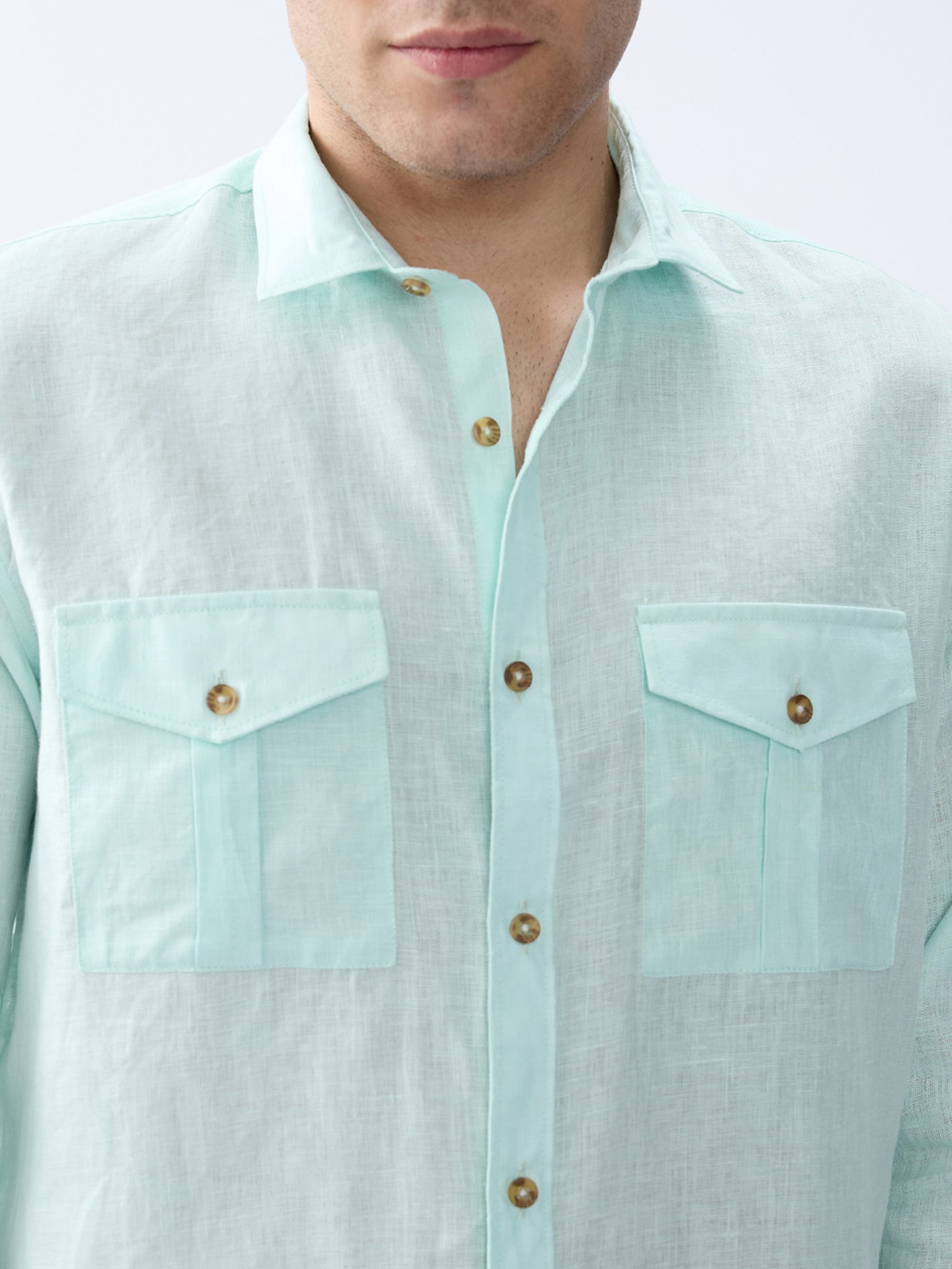 Aqua Mint 100% Pure Linen Safari