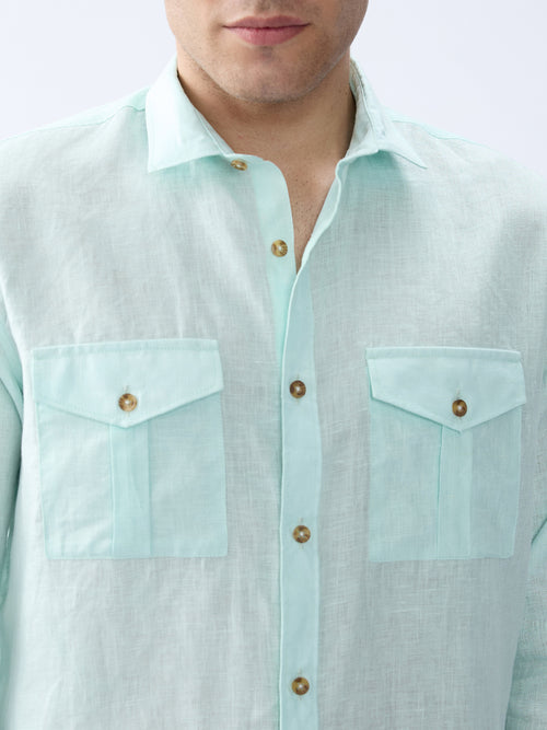 Aqua Mint 100% Pure Linen Safari