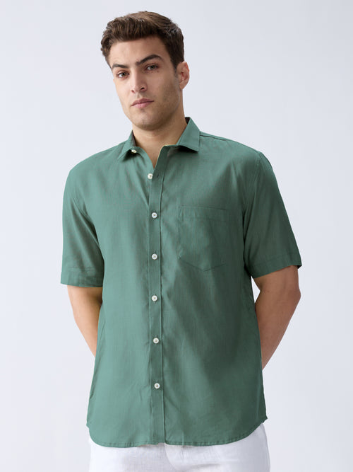 Sage Green 100% Pure Linen Half Sleeve