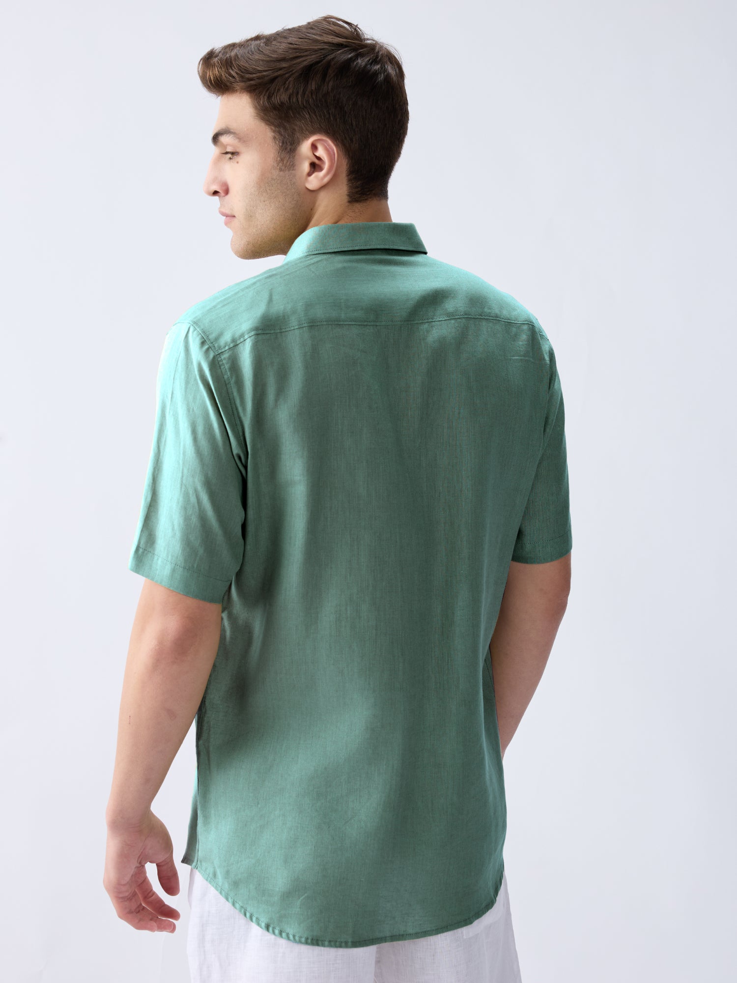 Sage Green 100% Pure Linen Half Sleeve