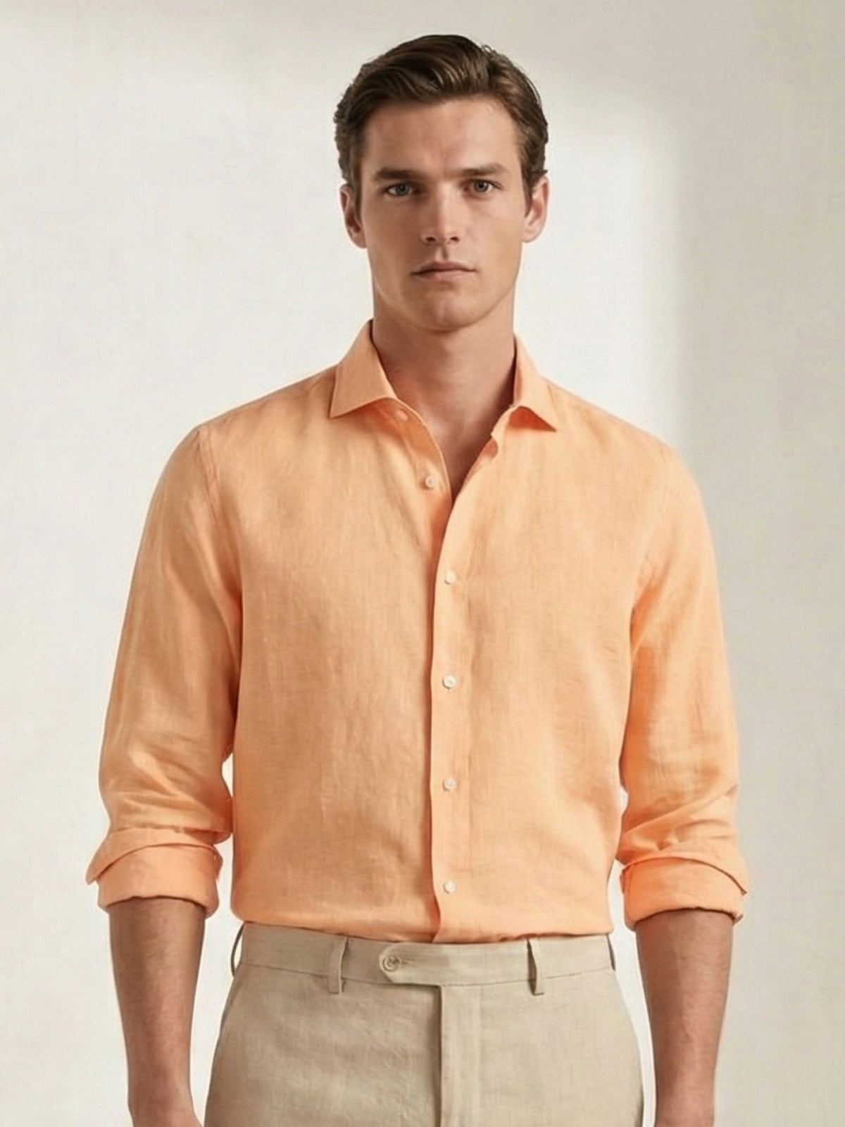 Tuscan Orange 100% Pure Linen Shirt