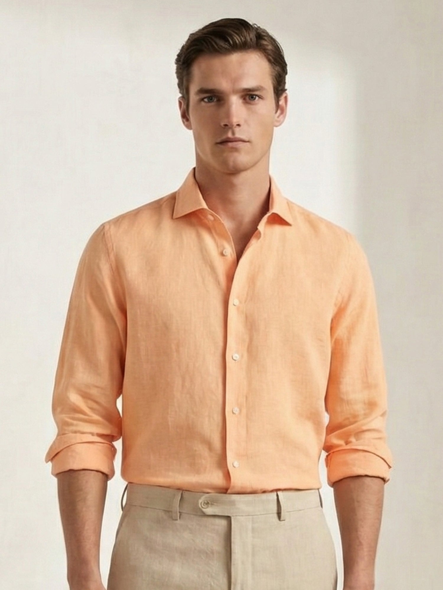 Tuscan Orange 100% Pure Linen Shirt