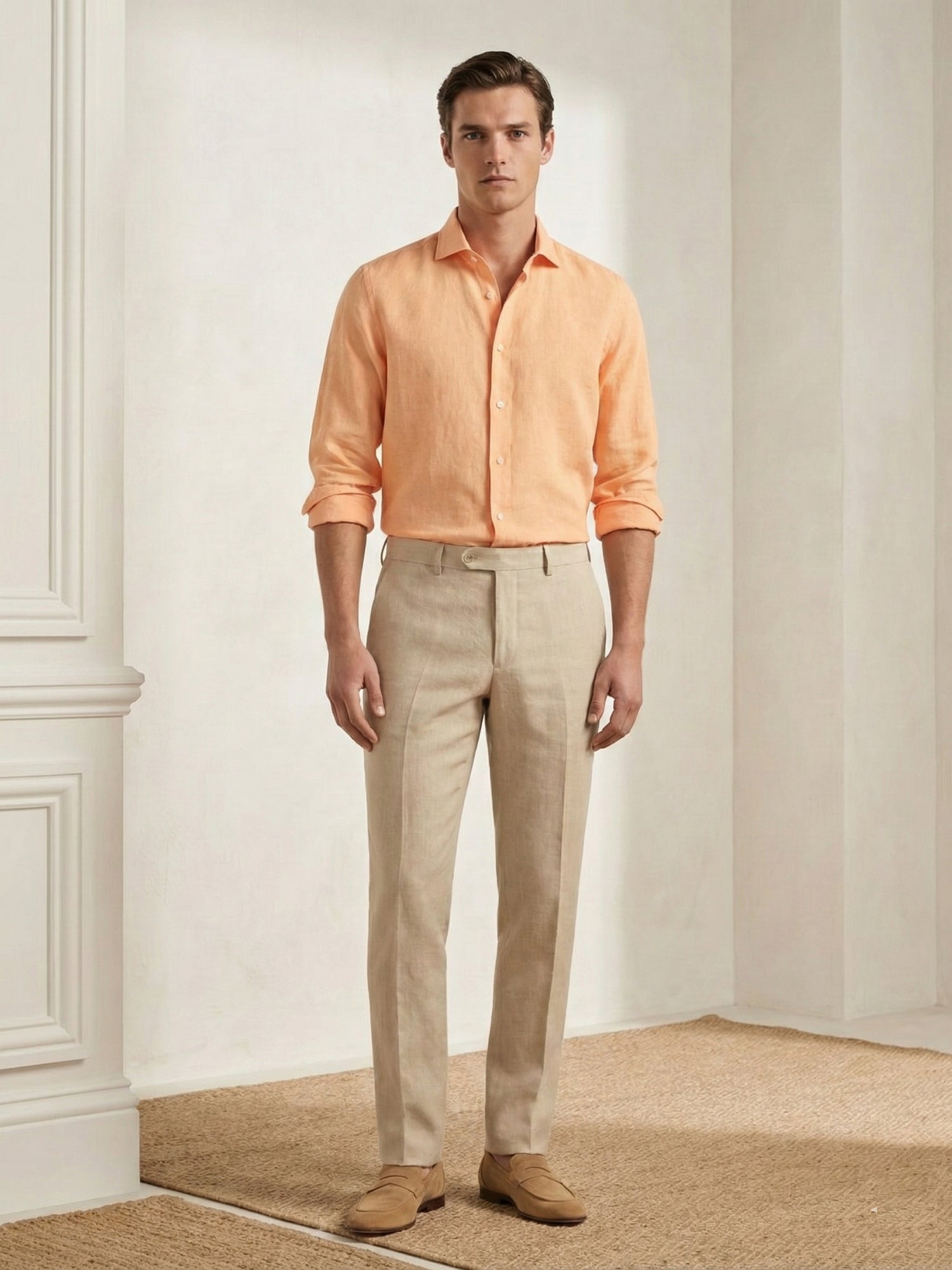 Tuscan Orange 100% Pure Linen Shirt