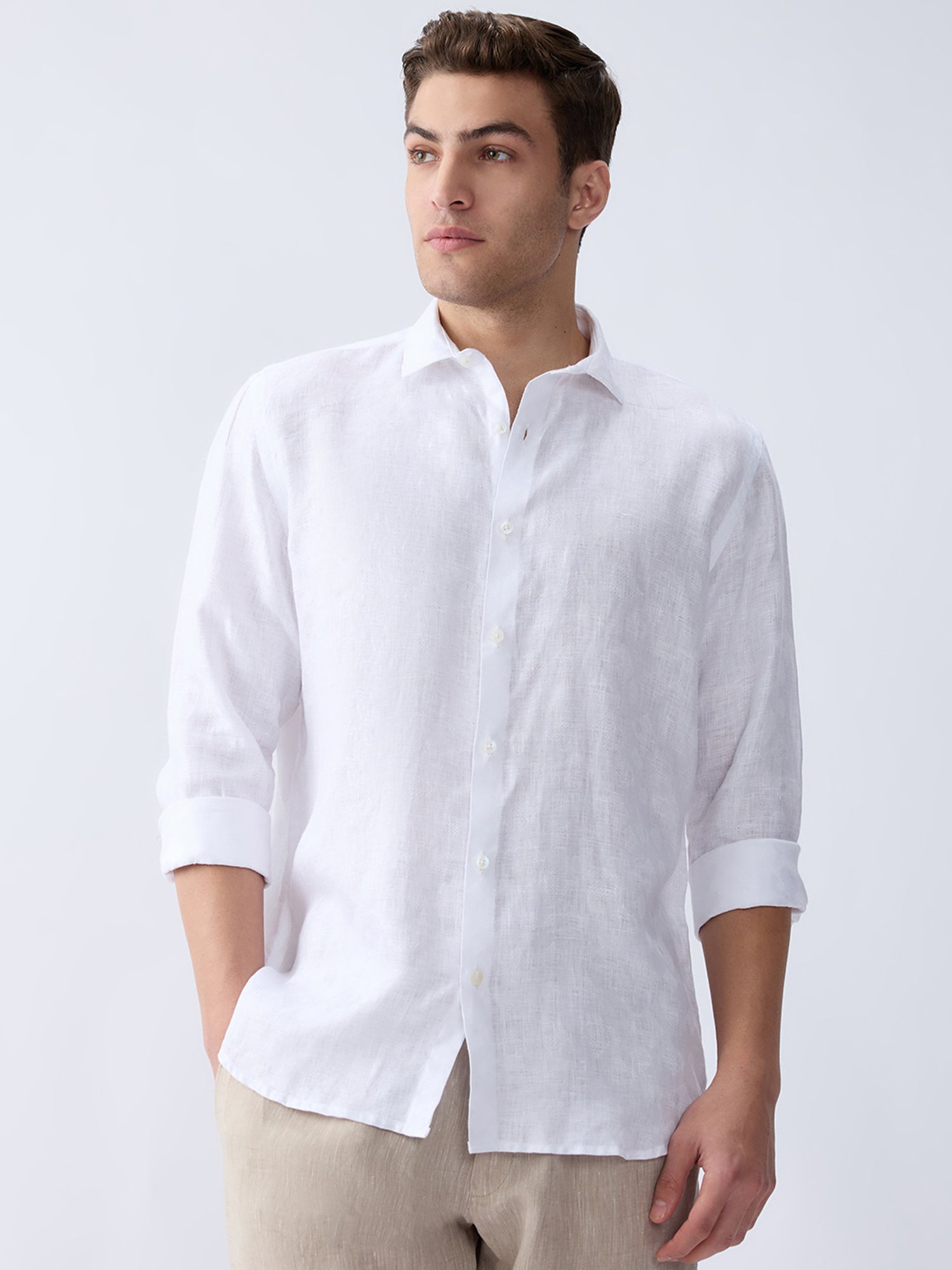 Royal White Jacquard 100% Pure Linen