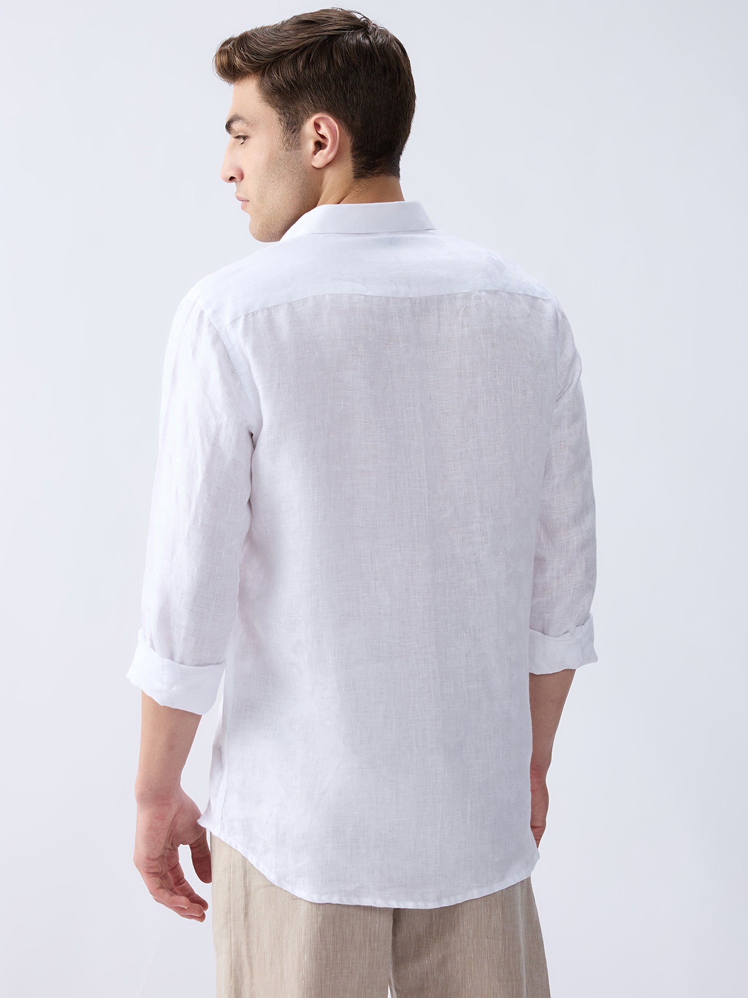Royal White Jacquard 100% Pure Linen