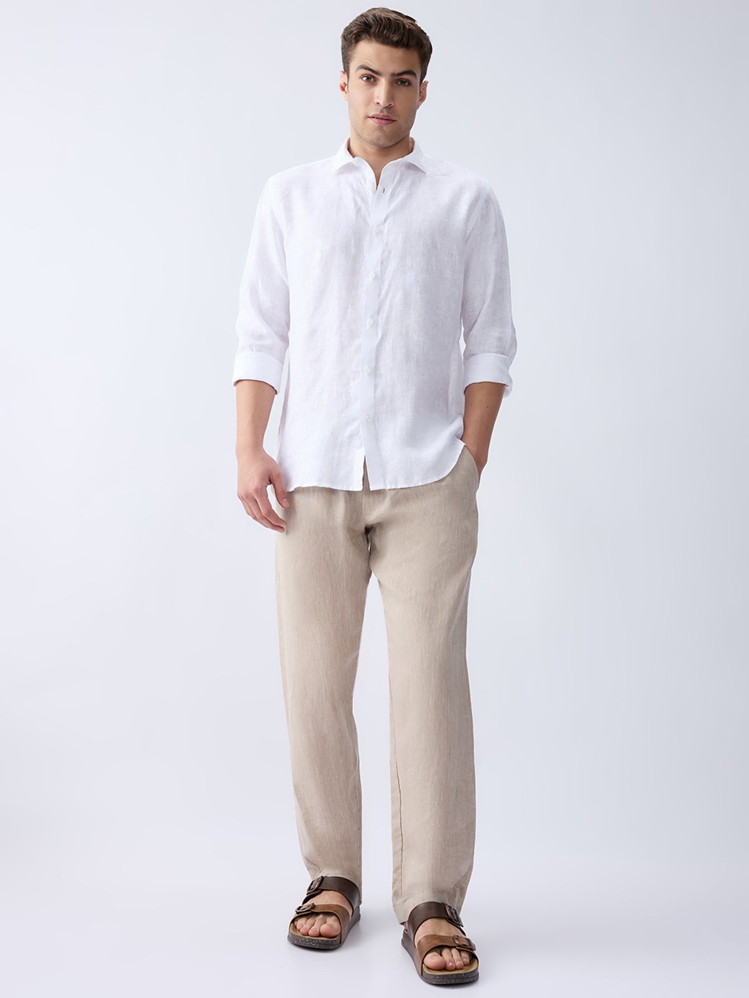 Royal White Jacquard 100% Pure Linen