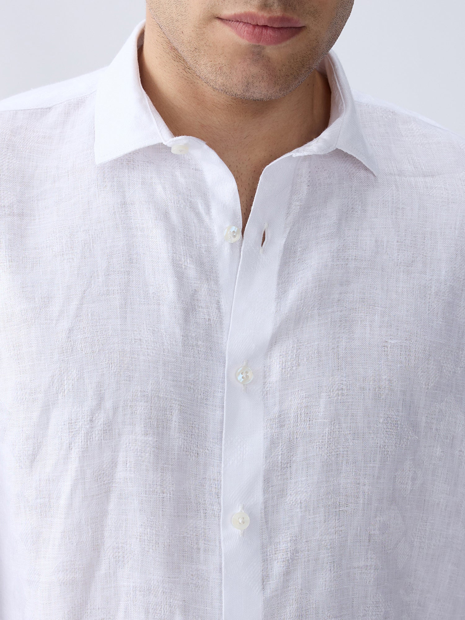Royal White Jacquard 100% Pure Linen