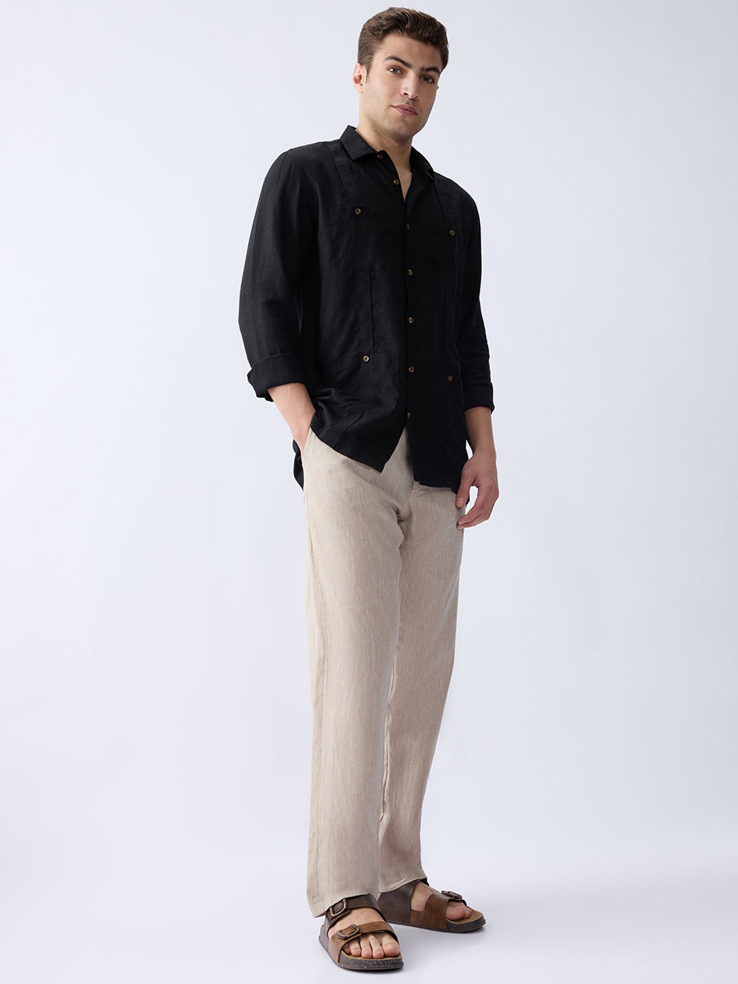 Carbon Black 100% Pure Linen Overshirt