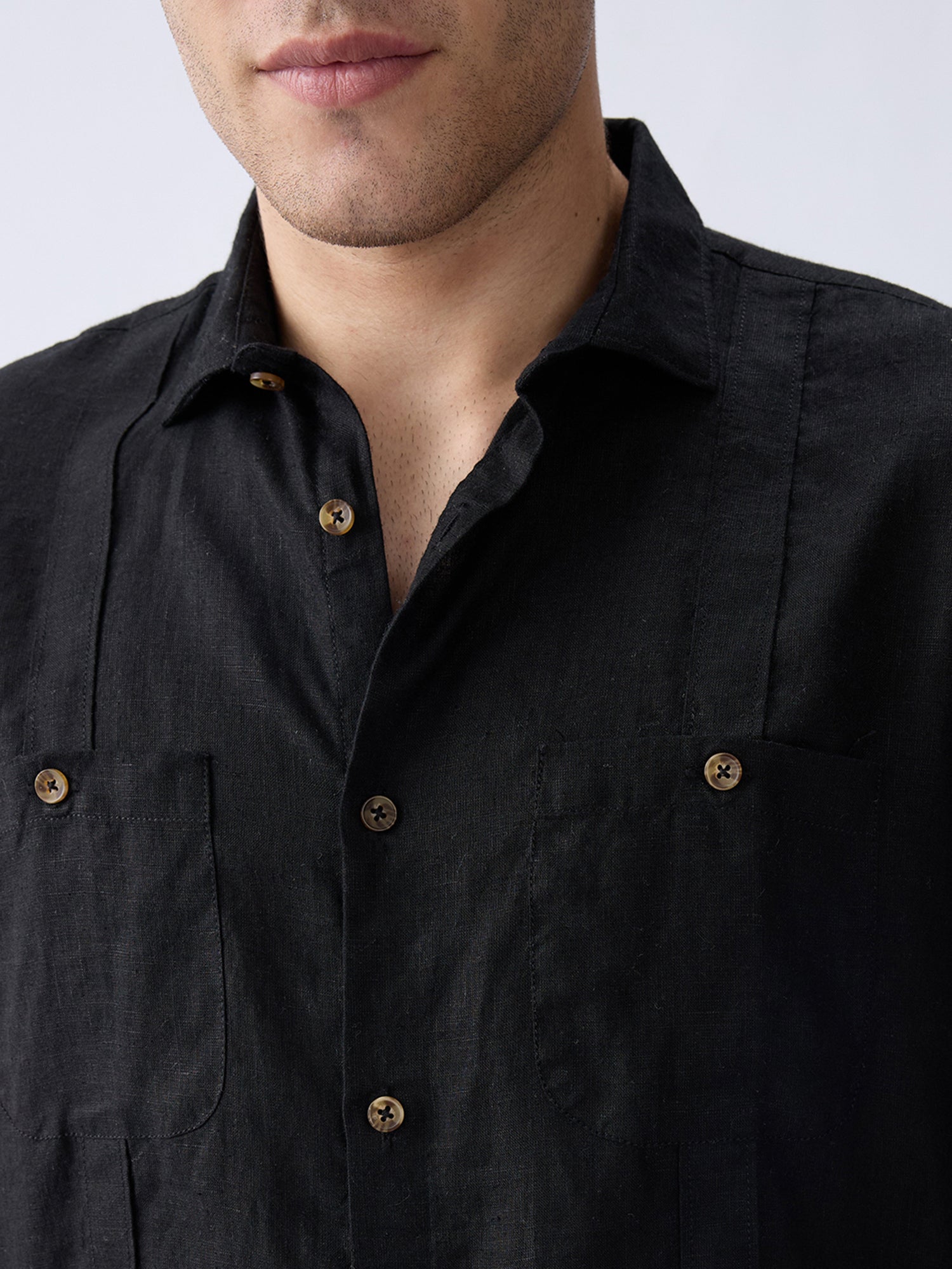 Carbon Black 100% Pure Linen Overshirt