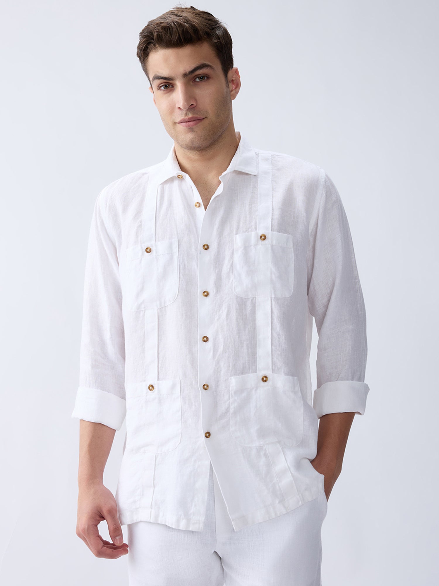 Chalk White 100% Pure Linen Overshirt