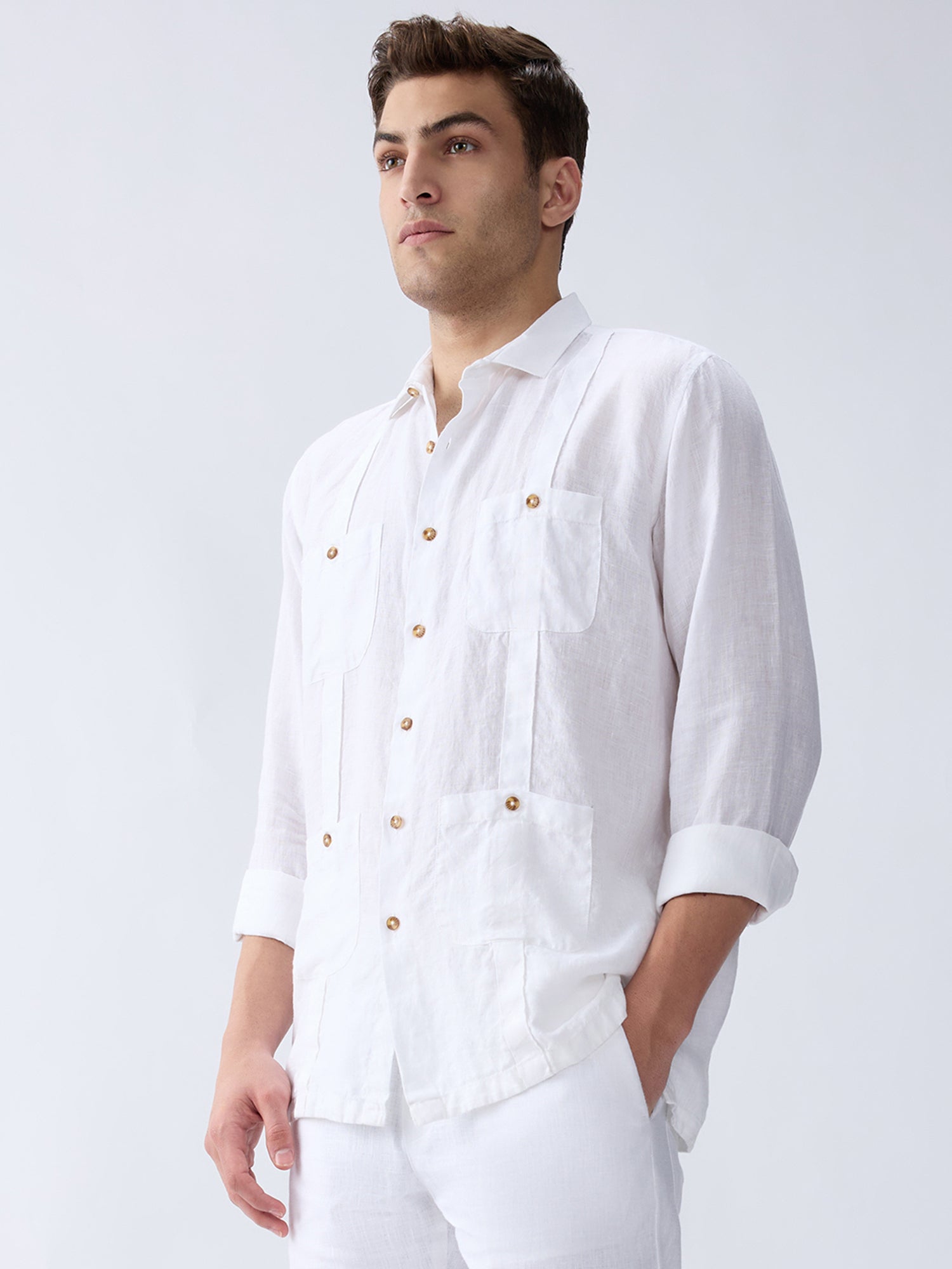 Chalk White 100% Pure Linen Overshirt