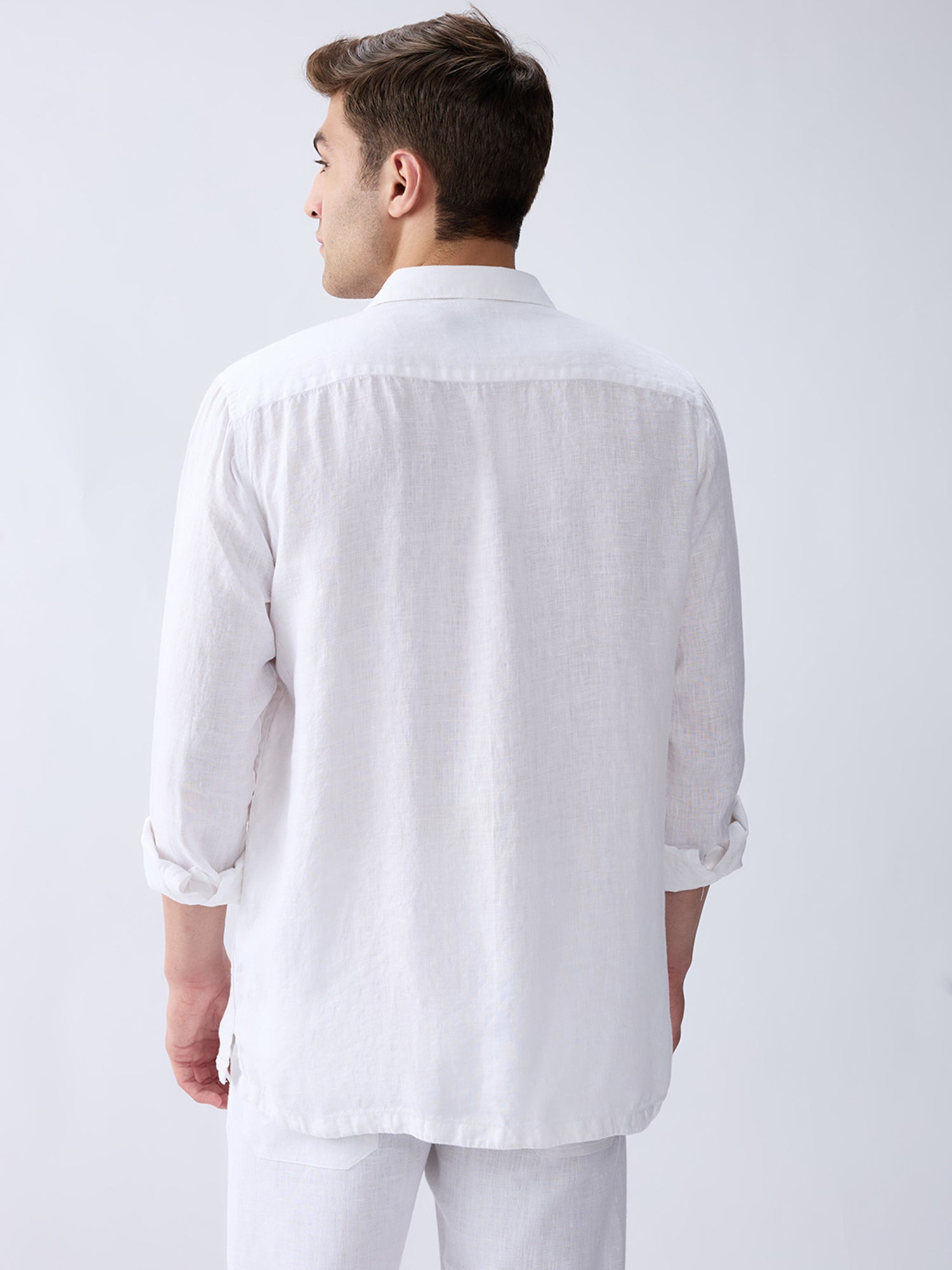 Chalk White 100% Pure Linen Overshirt