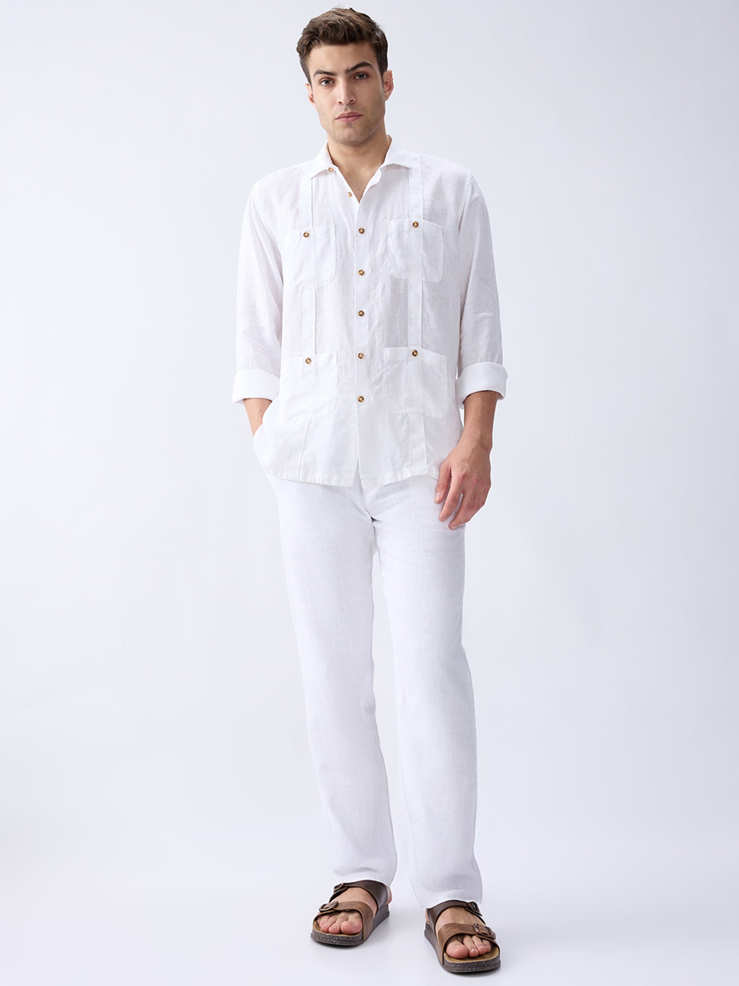 Chalk White 100% Pure Linen Overshirt