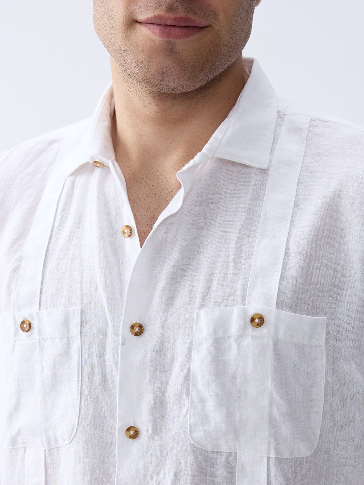 Chalk White 100% Pure Linen Overshirt