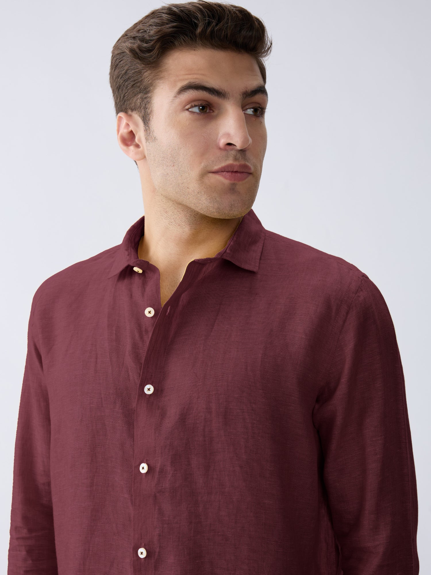 Mulberry Maroon 100% Pure Linen Shirt