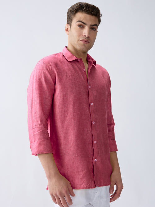 Terracotta Red 100% Pure Linen Shirt