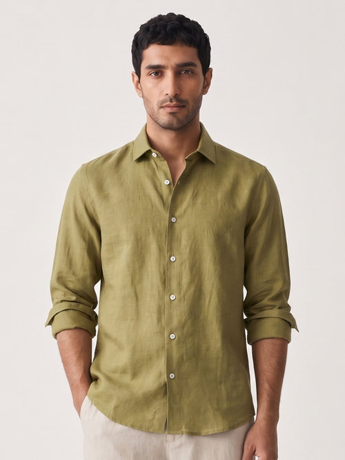 Moss Green 100% Pure Linen Shirt