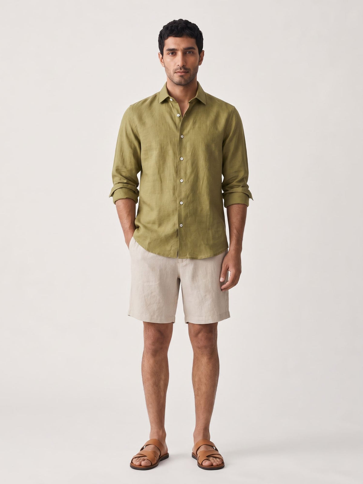 Moss Green 100% Pure Linen Shirt