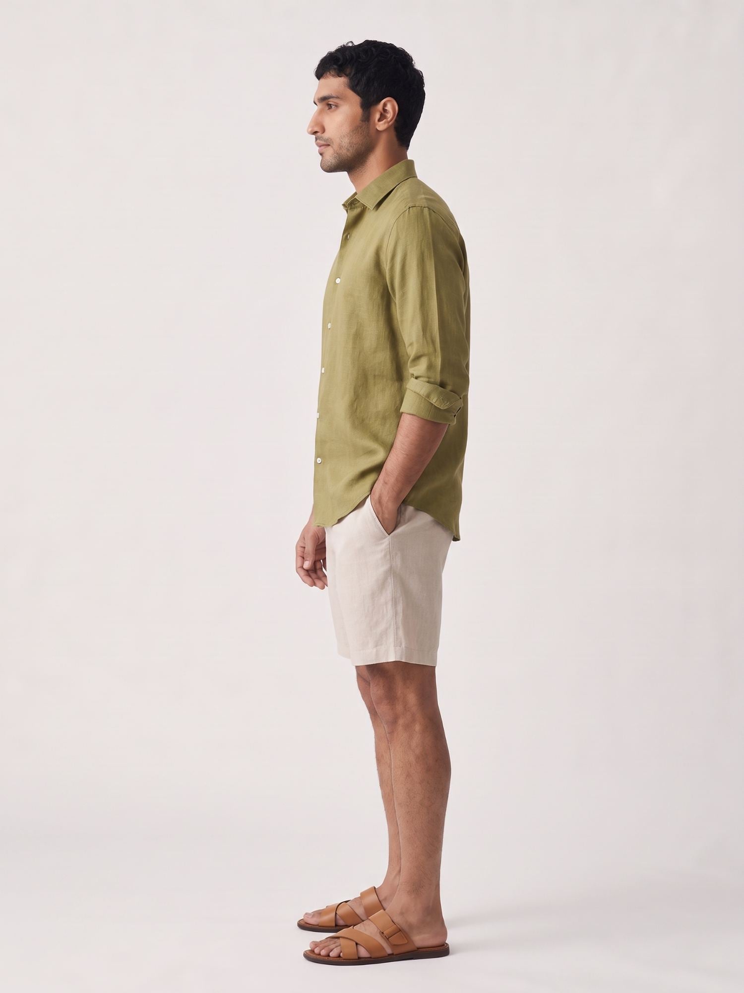Moss Green 100% Pure Linen Shirt