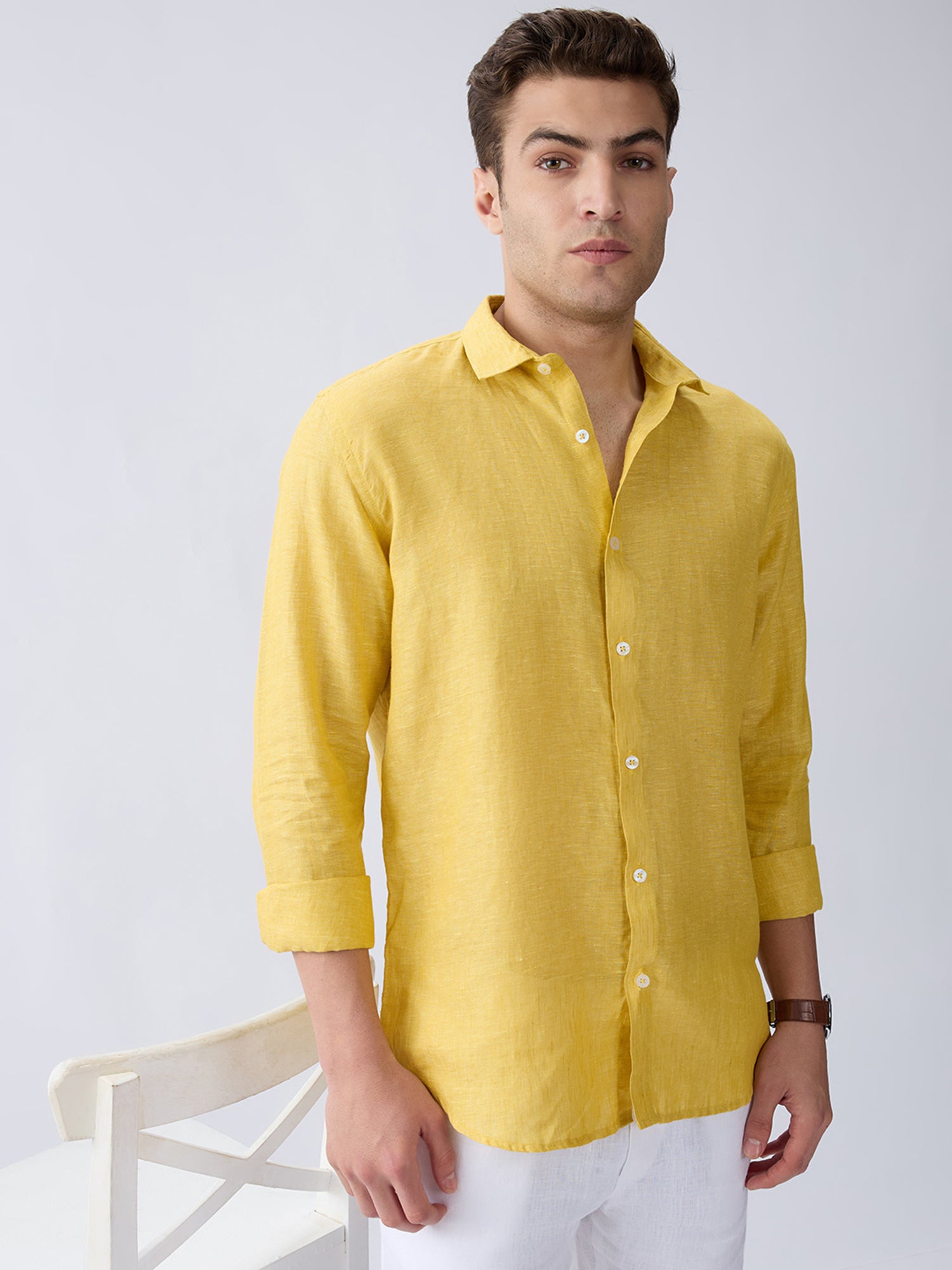Mustard Yellow 100% Pure Linen Shirt