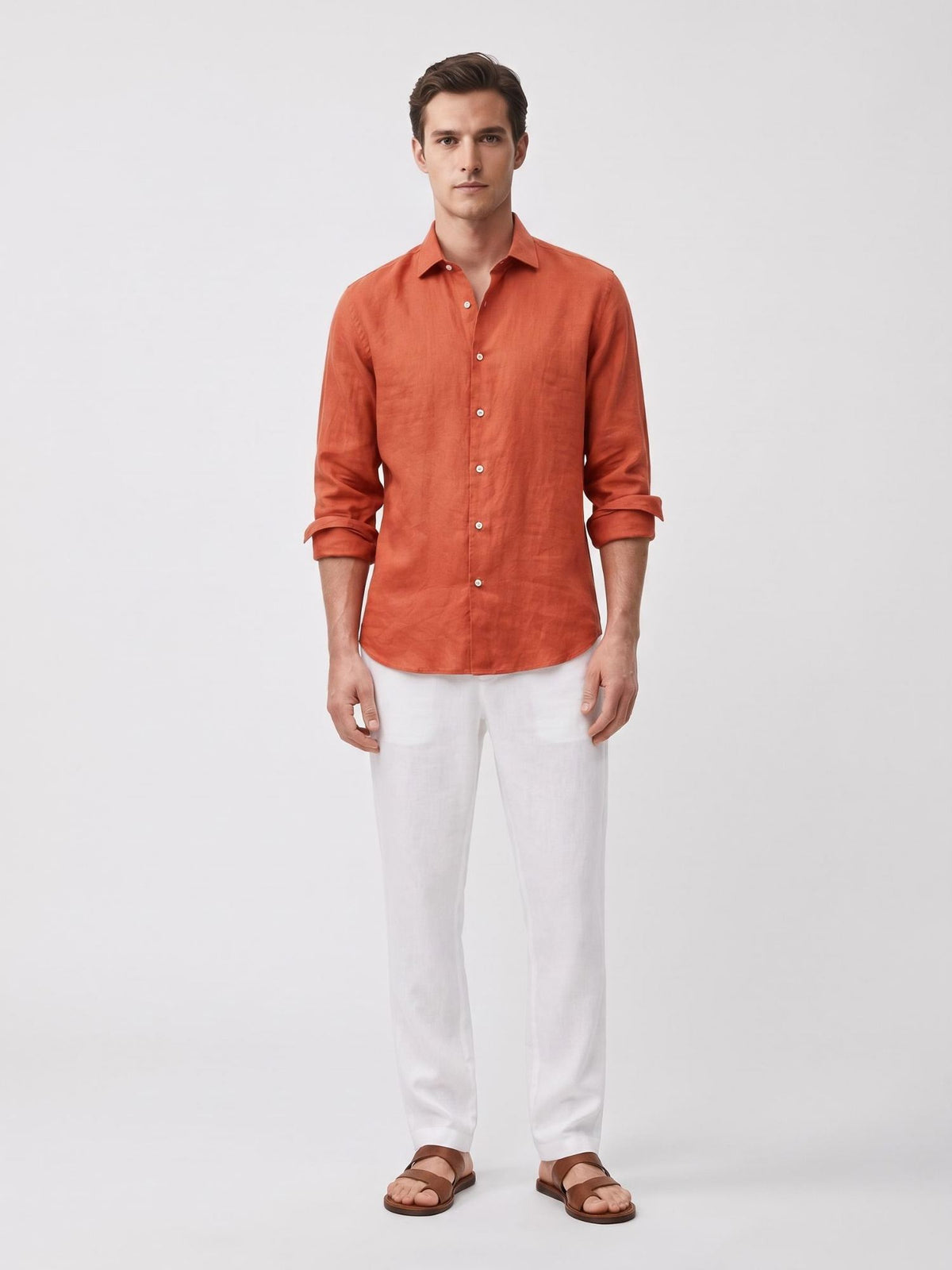 Carrot Orange 100% Pure Linen Shirt