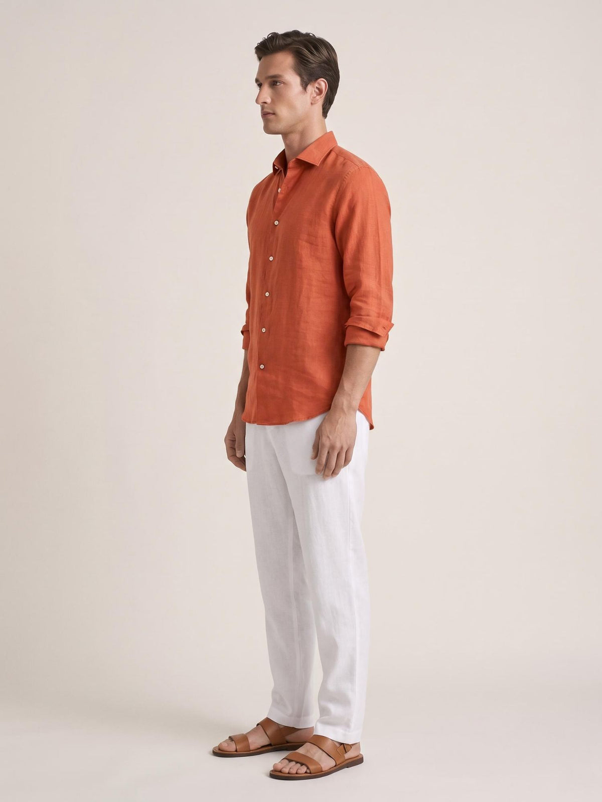 Carrot Orange 100% Pure Linen Shirt