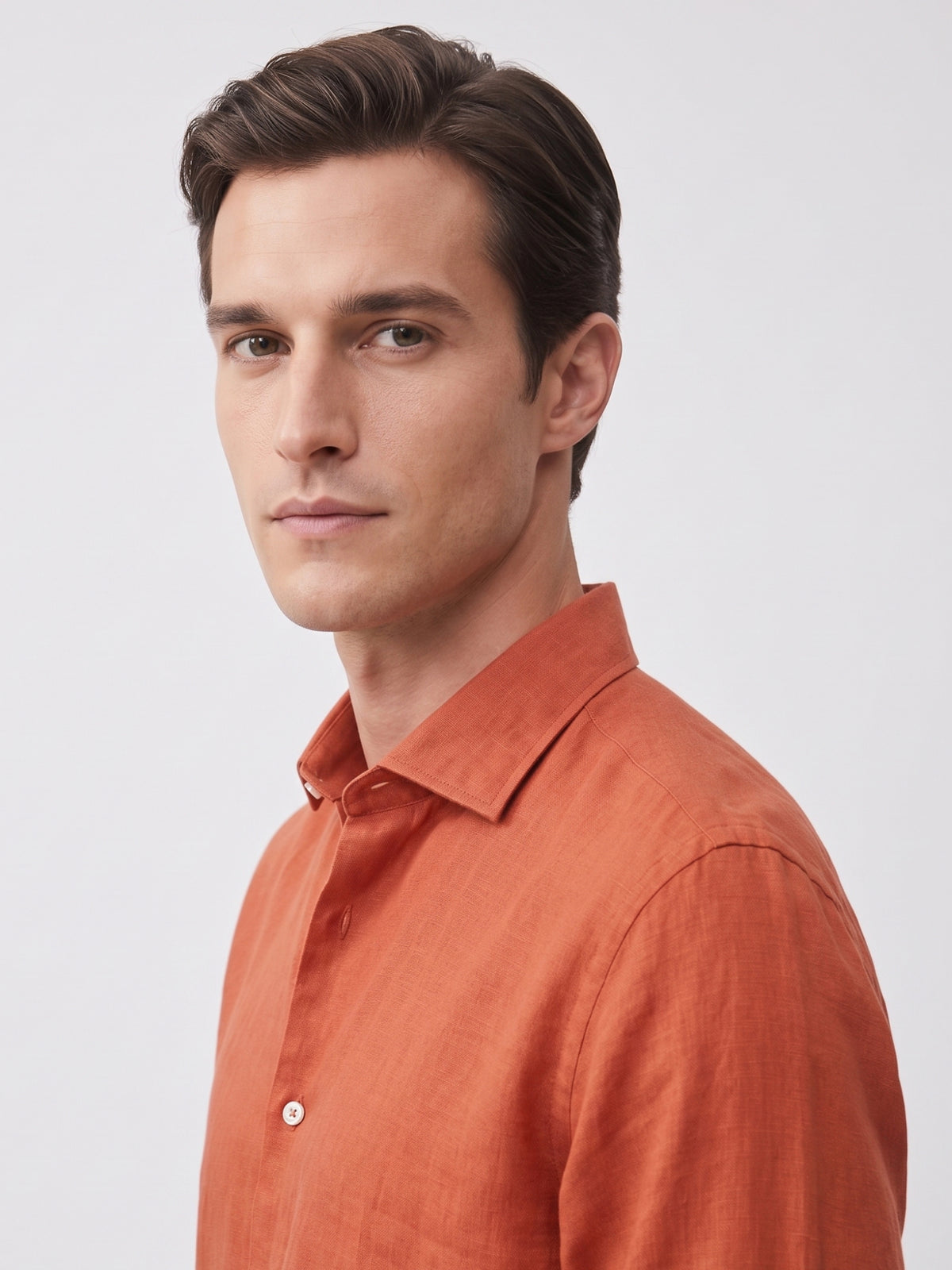 Carrot Orange 100% Pure Linen Shirt