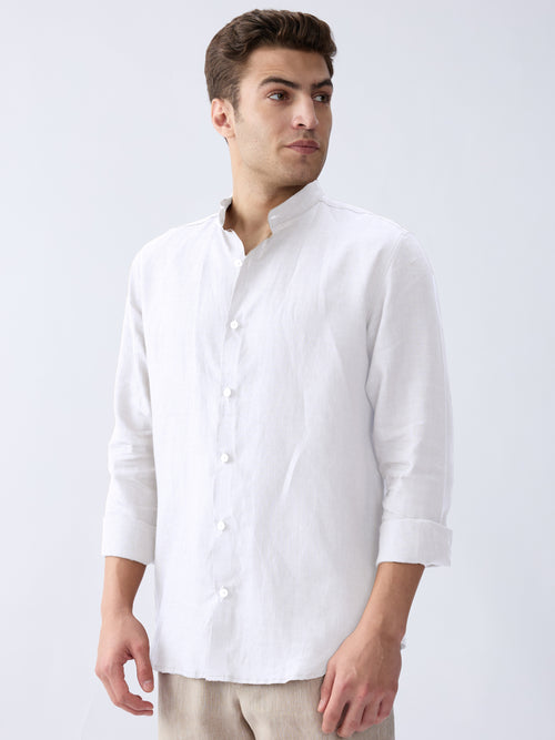 White Mandarin 100% Pure Linen