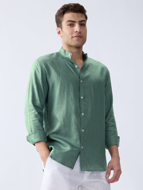 Sage Green Mandarin 100% Pure Linen