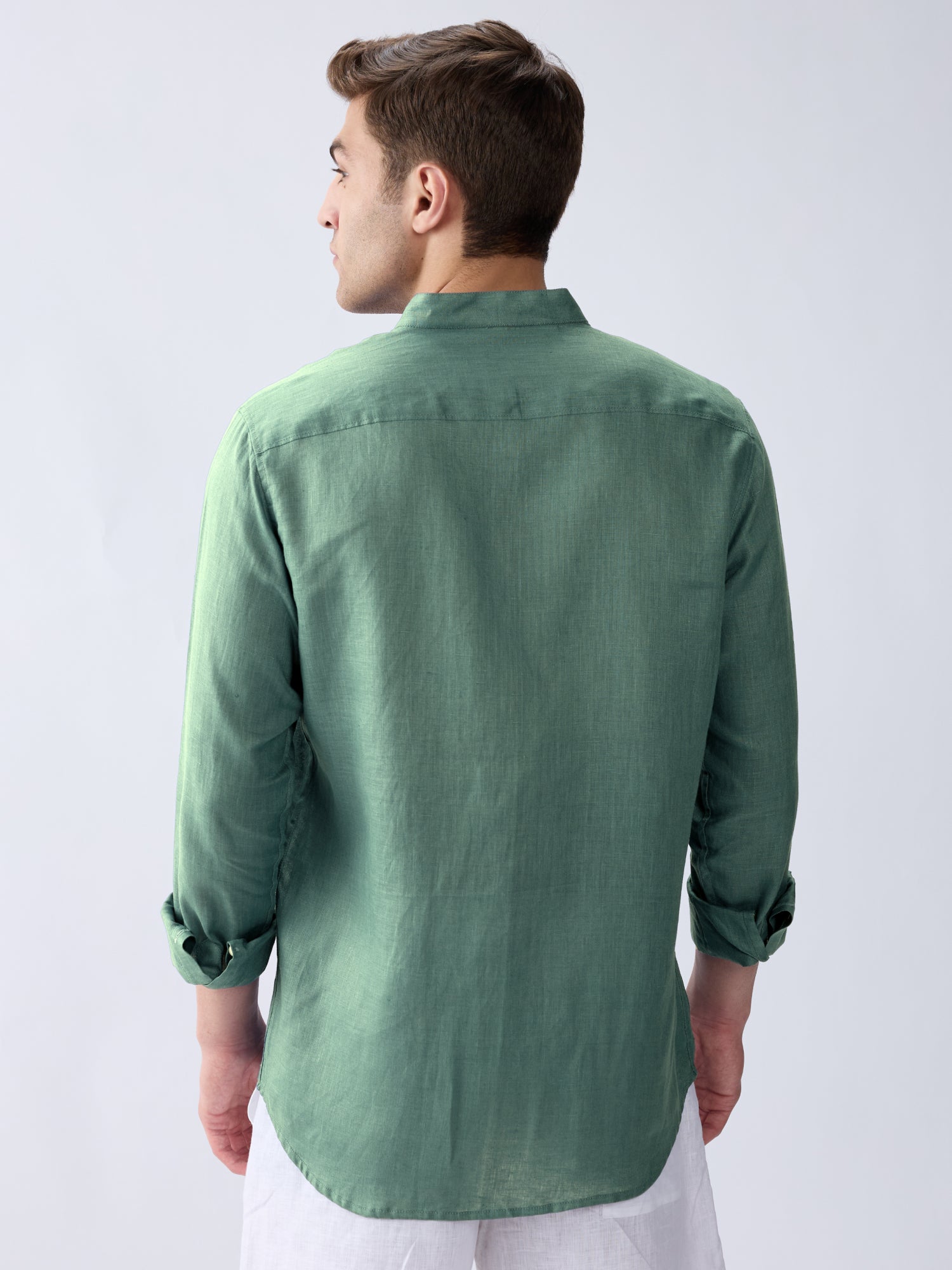 Sage Green Mandarin 100% Pure Linen