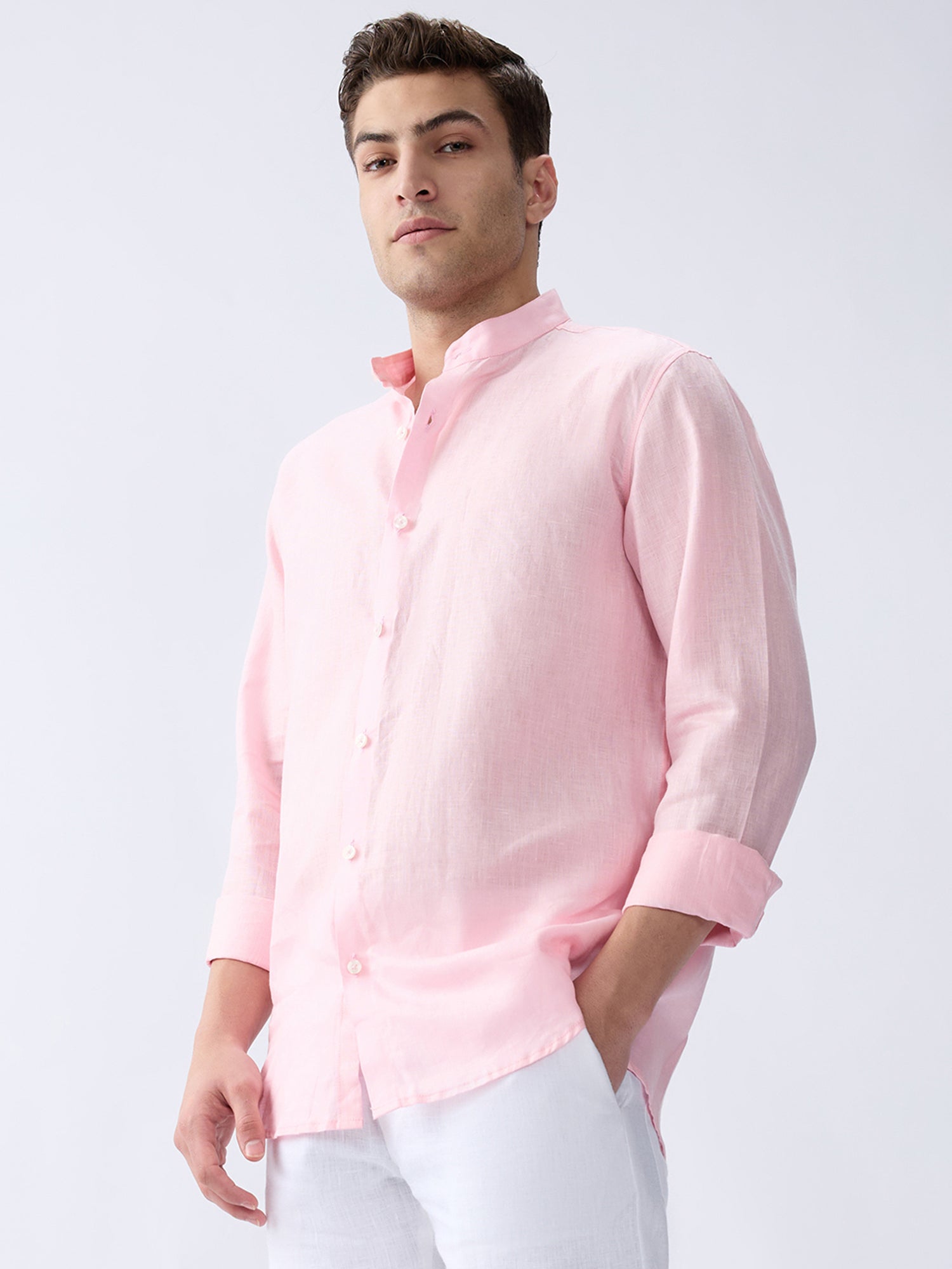 Blush Pink Mandarin 100% Pure Linen