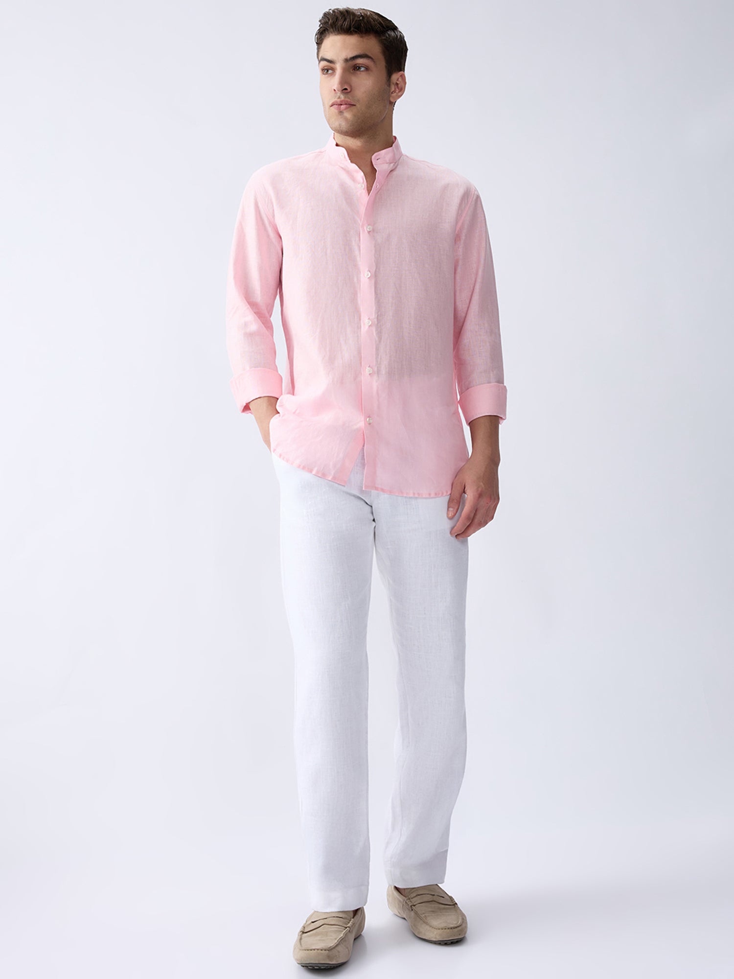 Blush Pink Mandarin 100% Pure Linen