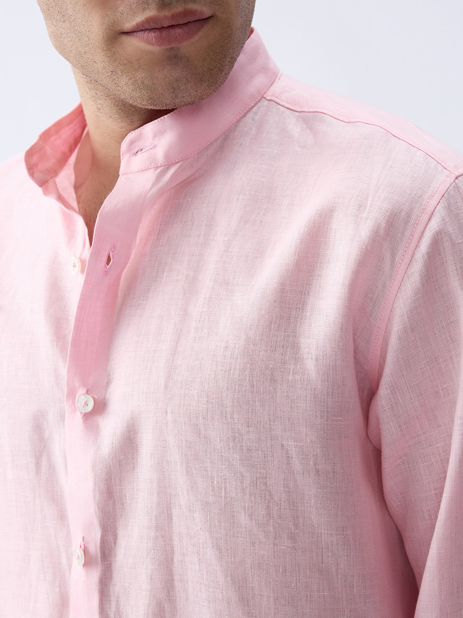 Blush Pink Mandarin 100% Pure Linen