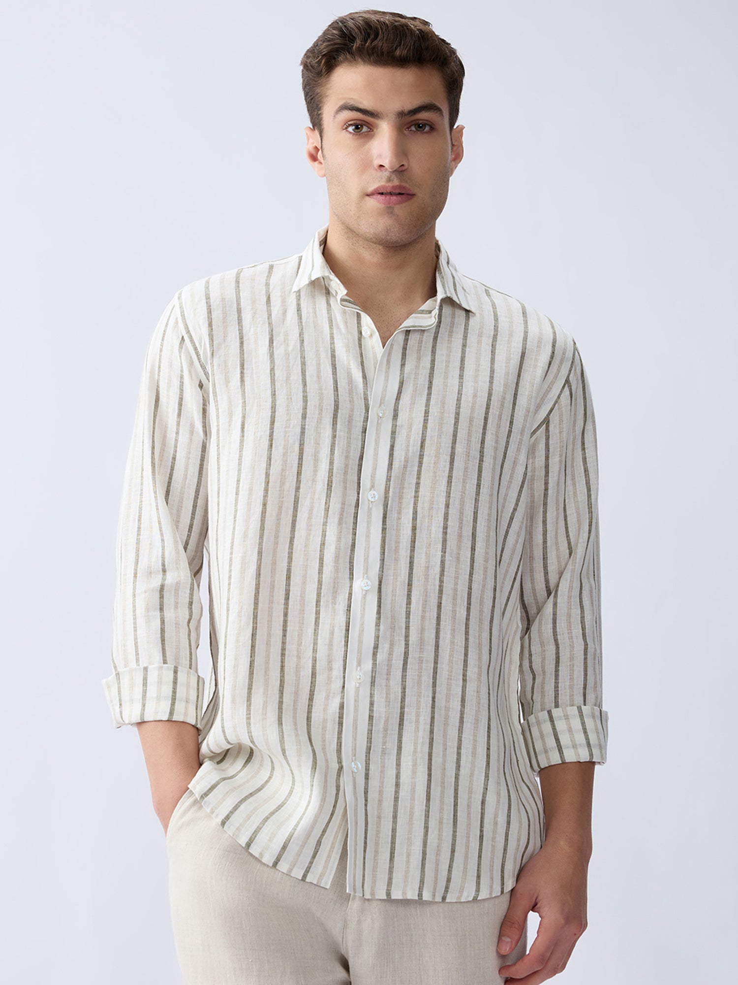 Ivory Dune Luxe Striped 100% Pure Linen