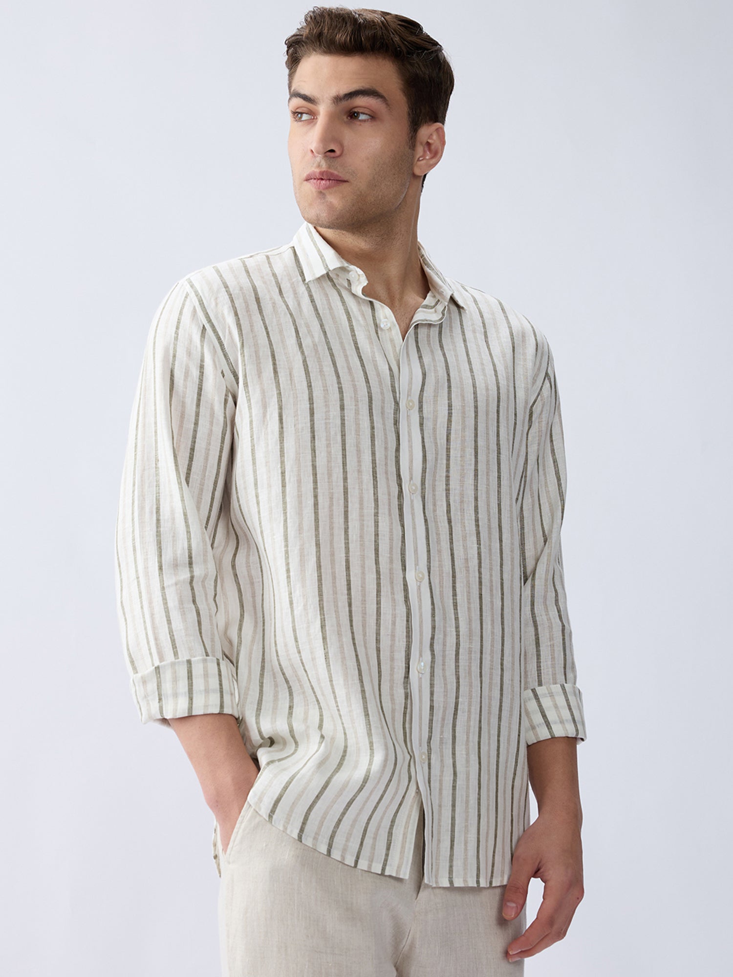 Ivory Dune Luxe Striped 100% Pure Linen